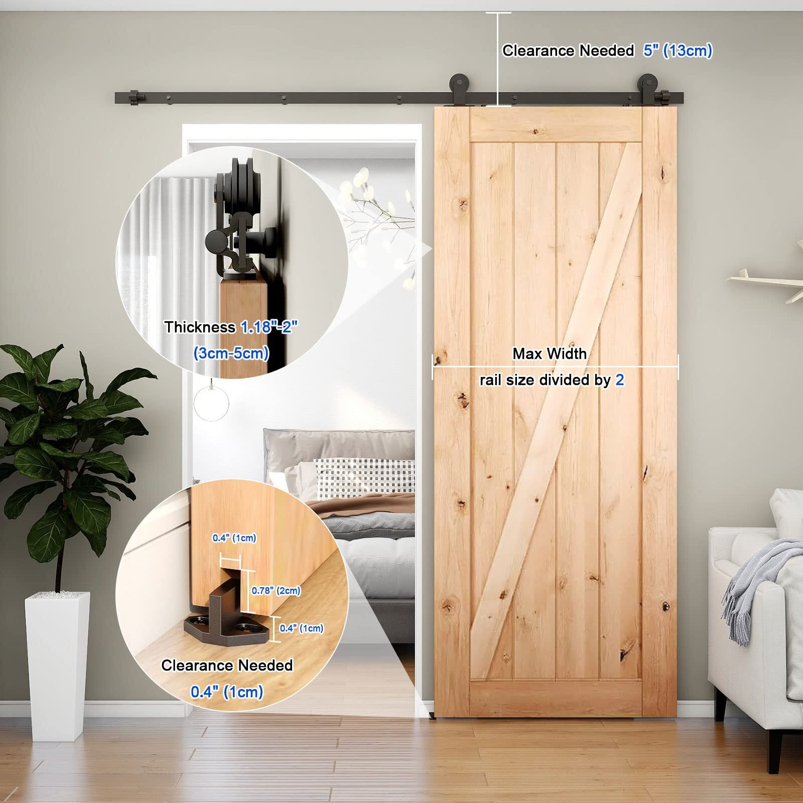 Ccjh 9Ft Sliding Barn Door Hardware Kit, Heavy Duty, Smoothly And Silently, Easy To Install, Fit 54 "" Width Single Door Panel, T-Shaped Style Black