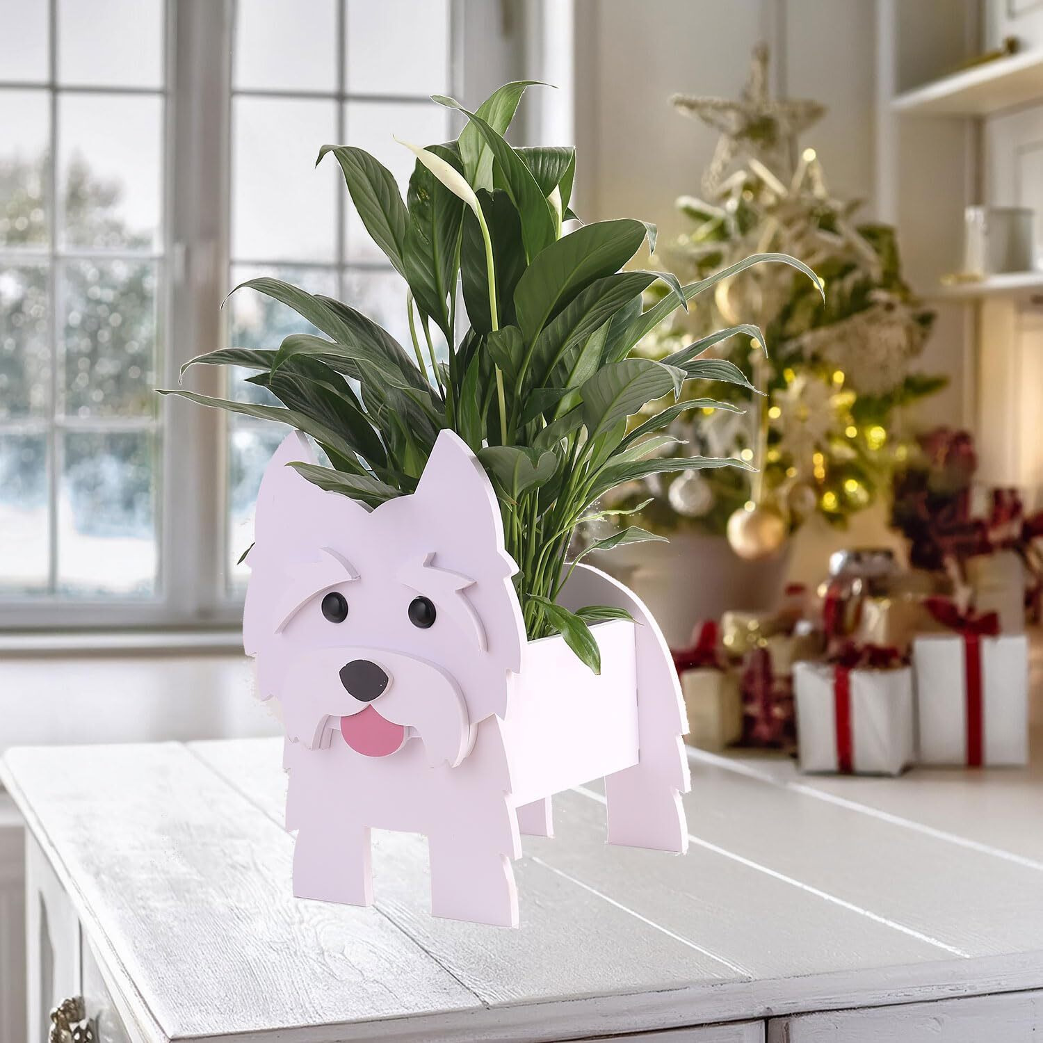 Gochoi Westie Dog Planter Plant Pot, Cute Animal Dog Flower Pots For Outdoor Garden Decoration, Westie Gifts For Dog Lovers Women, Westie Plant Container Holder Office Home Decor Gift Small Westie