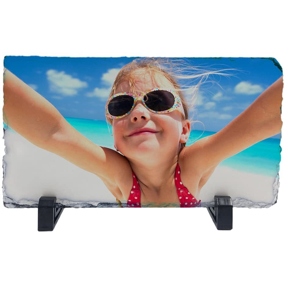 Mr.R Sublimation Blanks 6.3X11.9 Inch Rectangular Rock Slate Photo Plaque Picture Frame Glossy Surface Customized Photo Frame Novelty For Wedding,Birthday(16X30Cm)