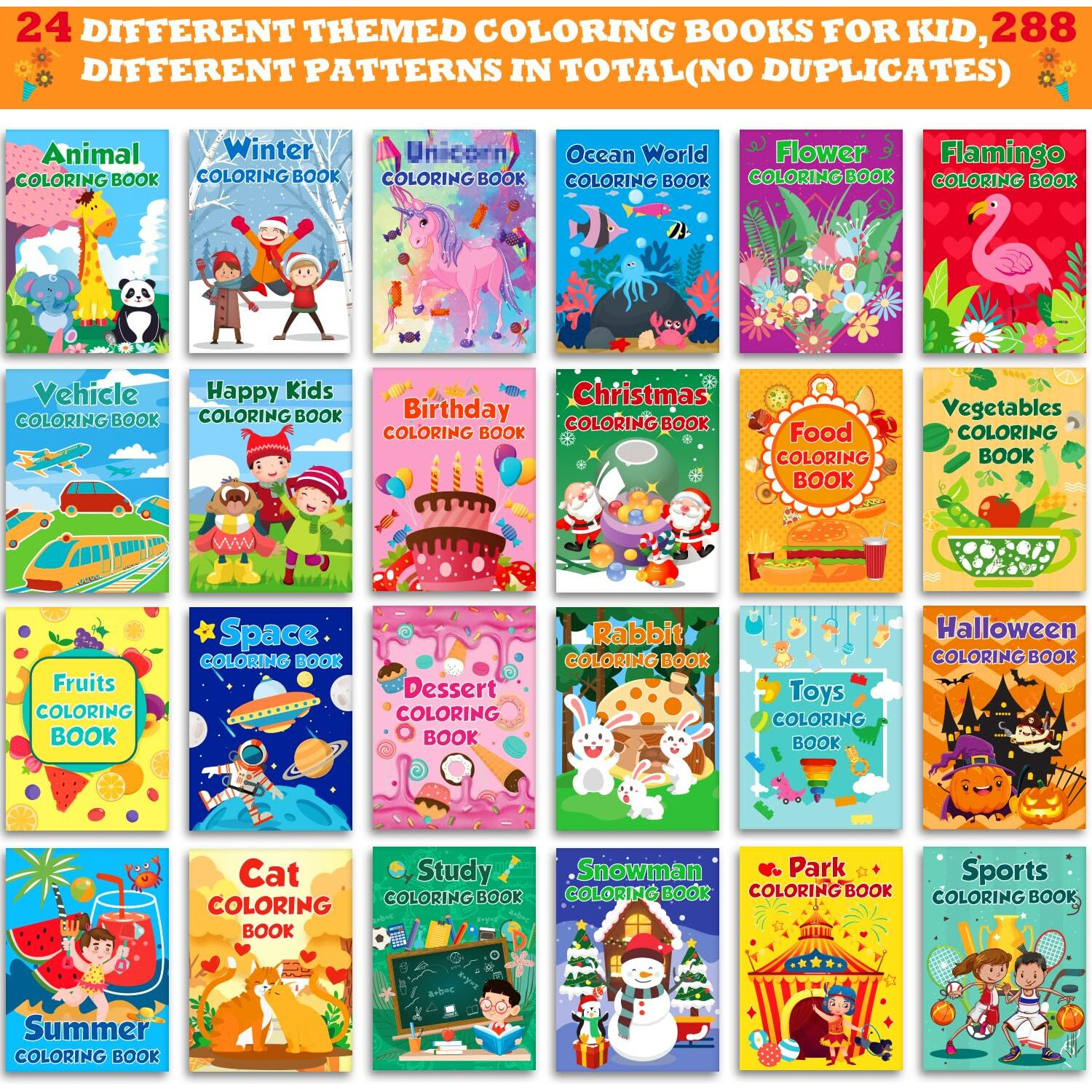 24Pack Small Coloring Books For Kids Ages 4-8, 8-12, Bulk Coloring Books For Kids Ages 2-4, Kids Birthday Party Gifts Classroom Activity, Mini Coloring Books Includes Summer, Christmas, Toy, Car