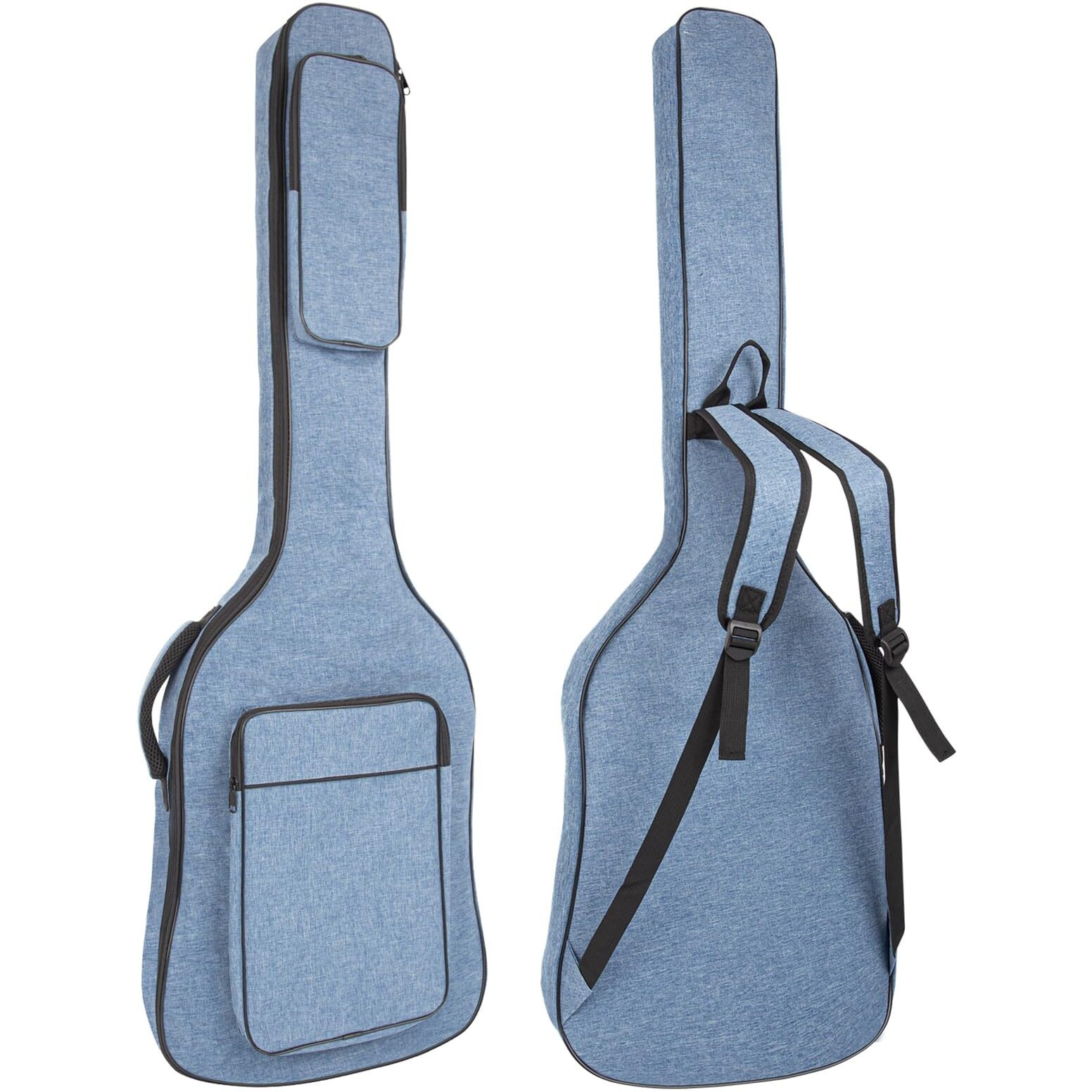 Muztop Bass Guitar Bag, 7Mm Padding Bass Guitar Gig Bag Padded Soft Electric Bass Guitar Case Backpack With Pockets, Blue