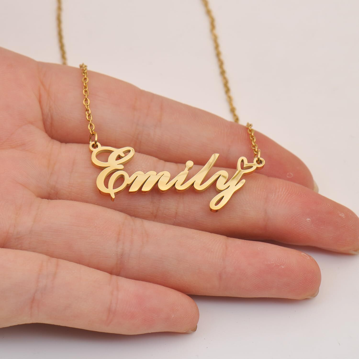 Aoloshow Erin Name Necklace Heart Charm Pendant 18K Gold Plated Stainless Steel Jewelry For Womens Graduation
