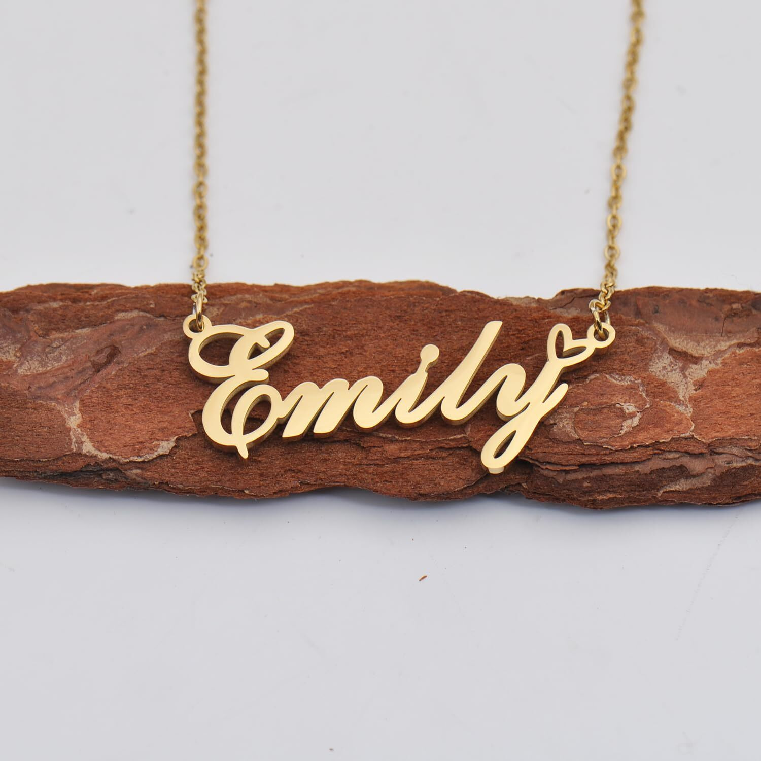 Aoloshow Erin Name Necklace Heart Charm Pendant 18K Gold Plated Stainless Steel Jewelry For Womens Graduation