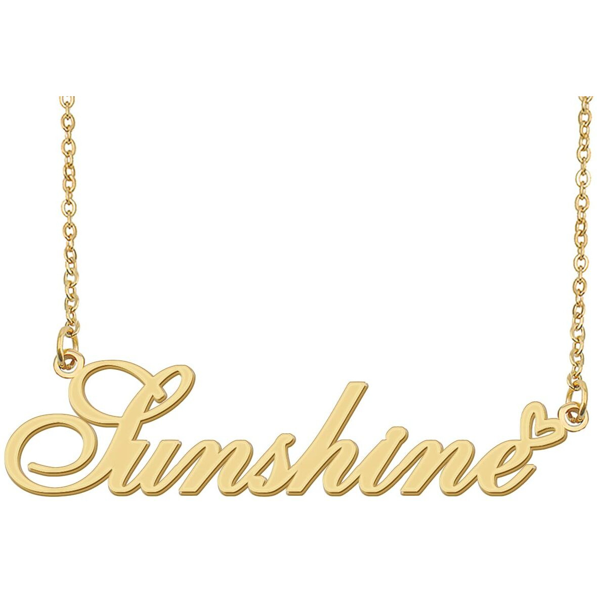 Aoloshow Sunshine Name Necklace Heart Charm Pendant 18K Gold Plated Stainless Steel Jewelry For Womens Graduation