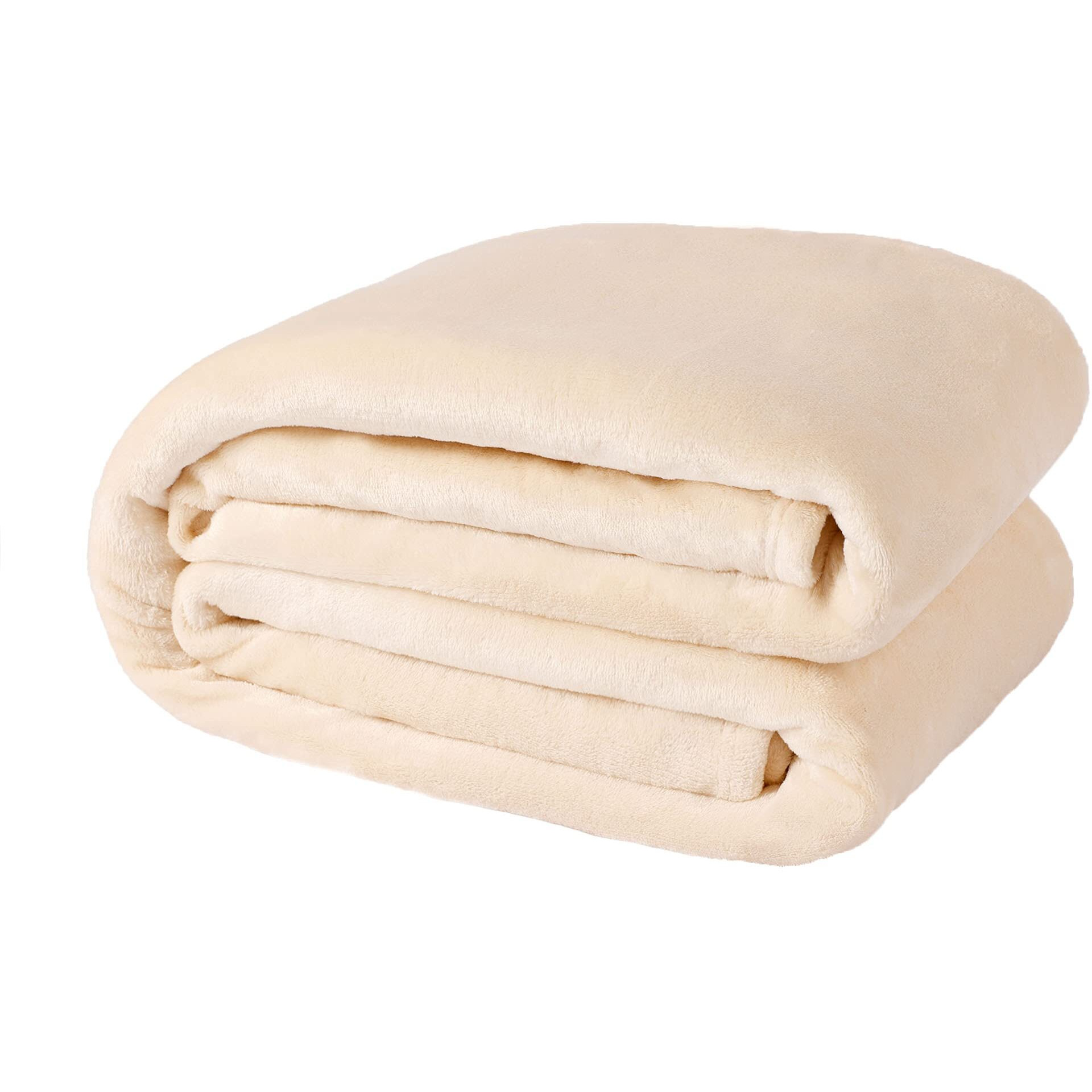 Nanpiper Fleece Blankets, Super Soft Flannel Queen Size Blanket For Bed, Luxury Cozy Microfiber Plush Fuzzy Blanket,Beige