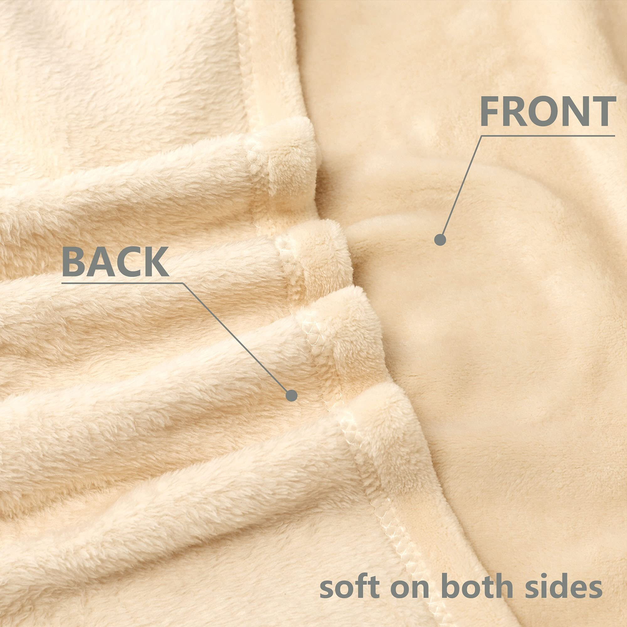 Nanpiper Fleece Blankets, Super Soft Flannel Queen Size Blanket For Bed, Luxury Cozy Microfiber Plush Fuzzy Blanket,Beige