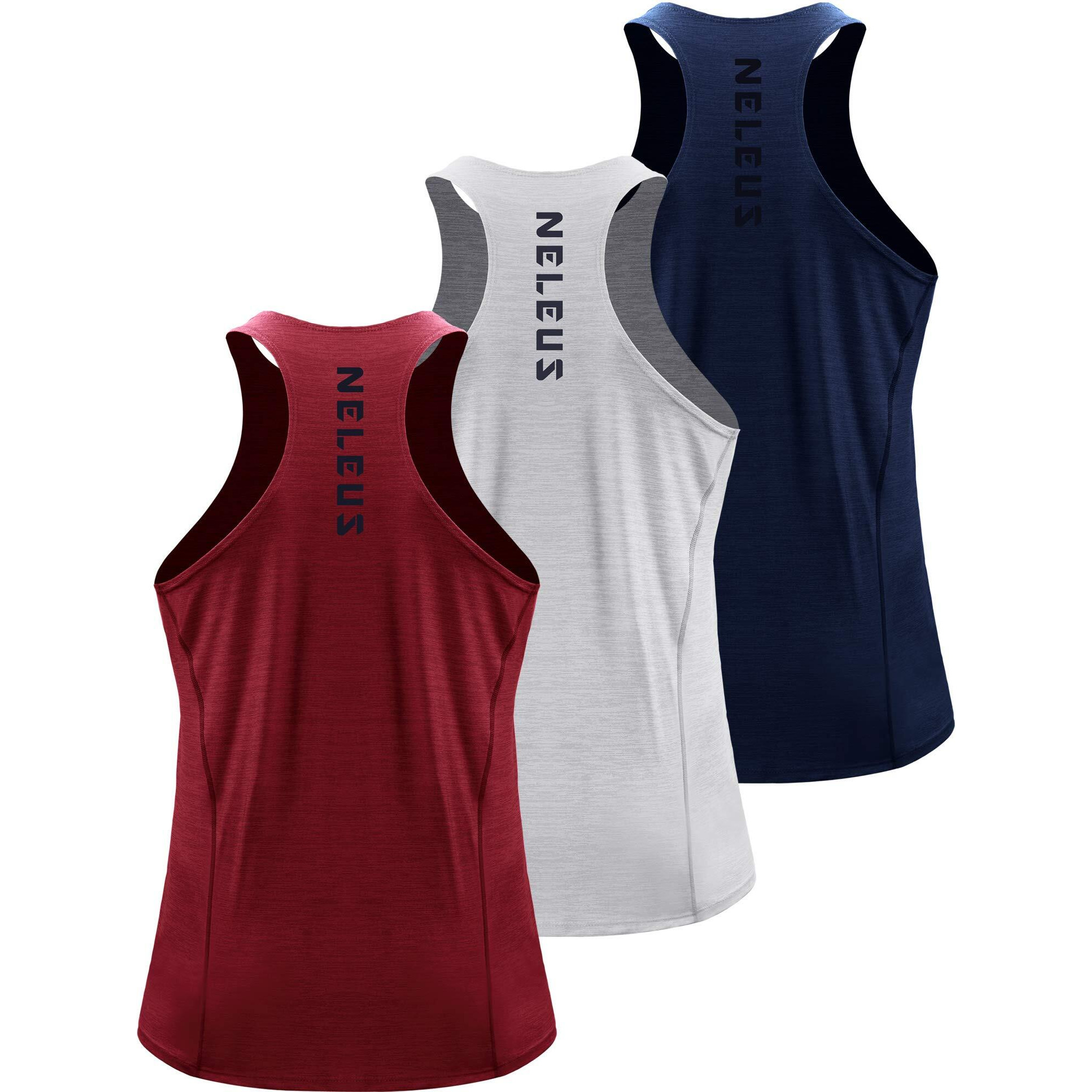 Neleus Men 's 3 Pack Running Tank Tops Dry Fit Muscle Athletic Workout Shirts,5069,Navy,Light Grey,Red,Us L,Eu Xl