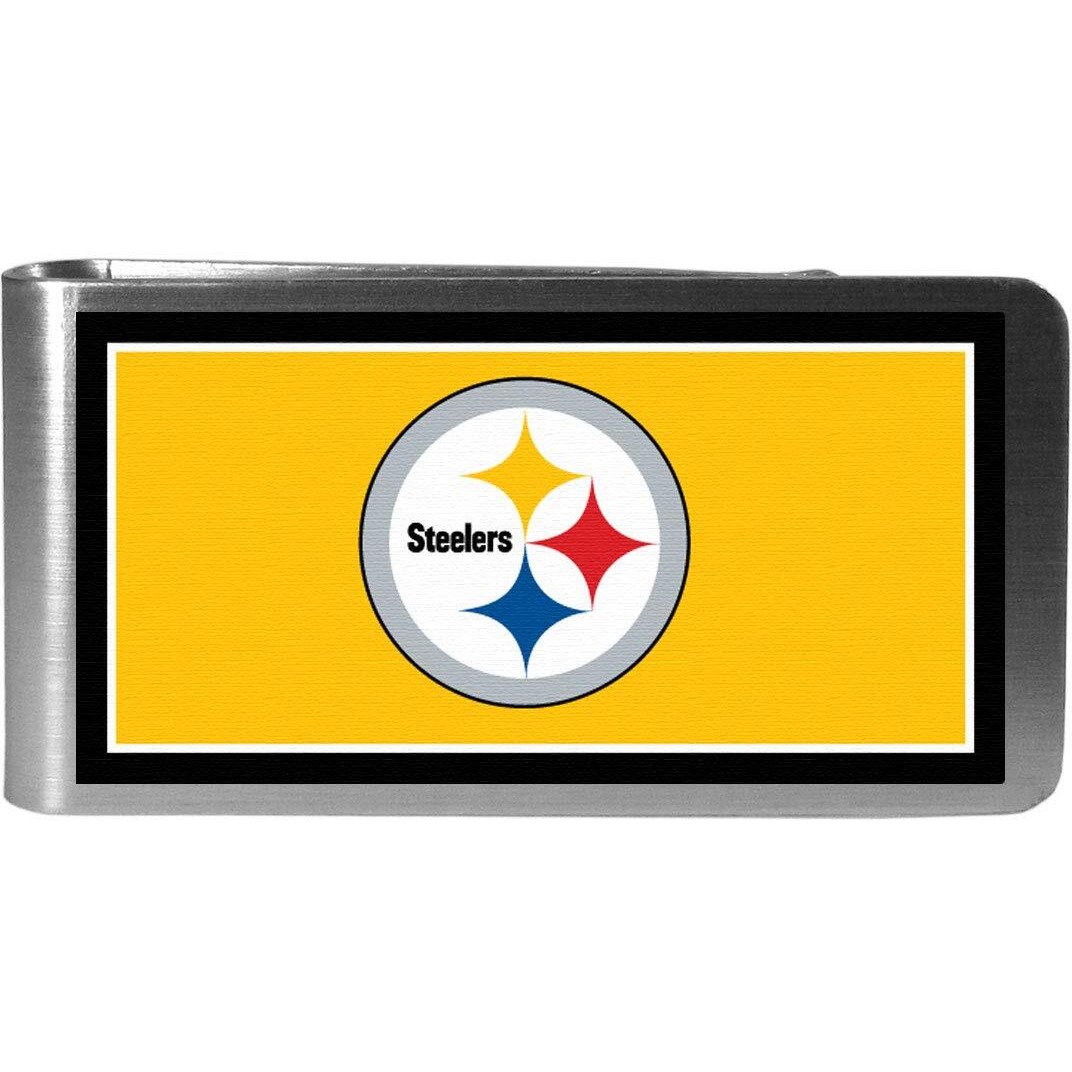 Nfl Pittsburgh Steelers Mens Siskiyou Sportssteel Logo Money Clip, Steel, One Size