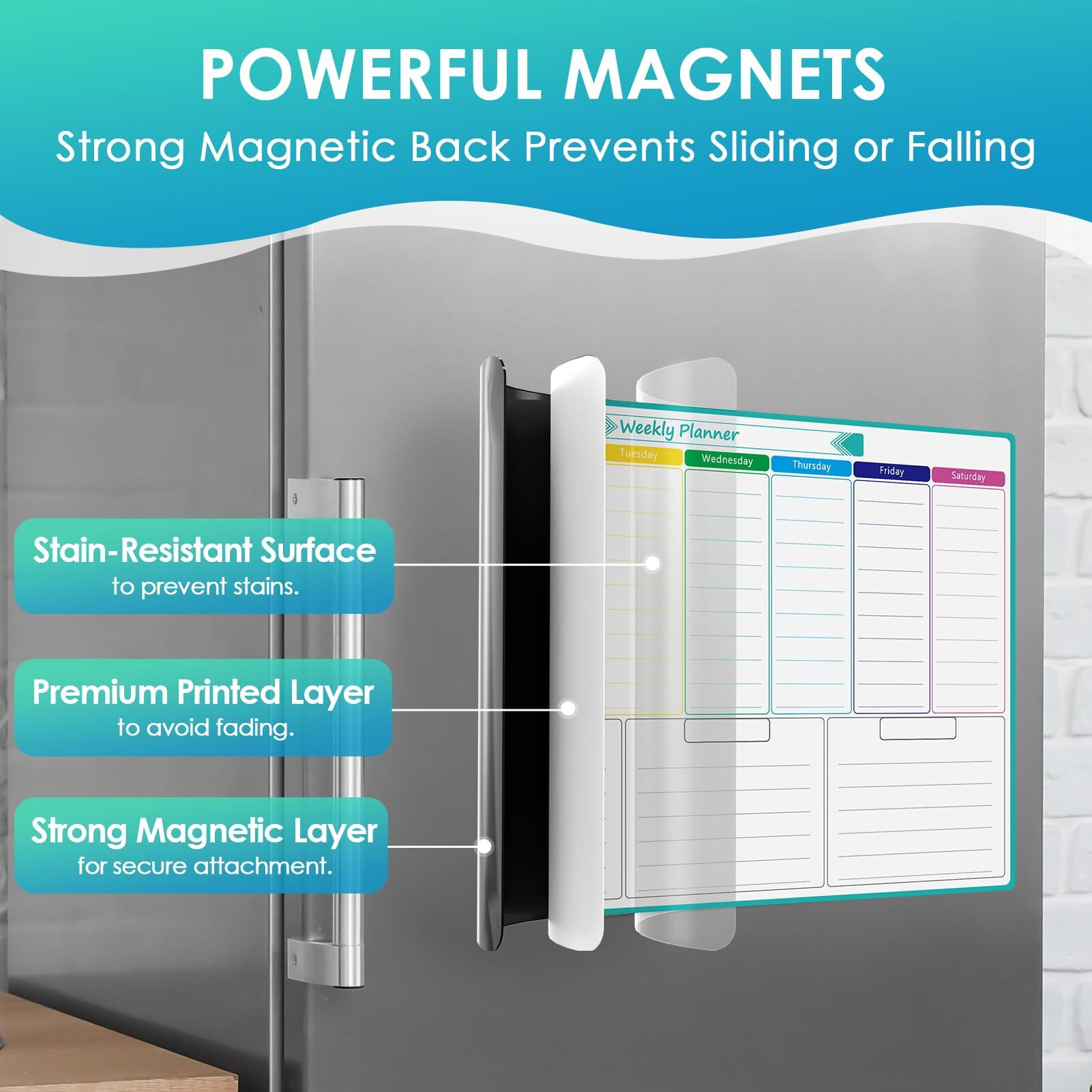 Maxgear Magnetic Calendar For Refrigerator, 16X12 Monthly And Weekly Dry Erase Fridge Whiteboard, Menu Schedule Planner Board, To-Do List, Notepad With 7 Markers,1 Eraser, And 1 Shopping List