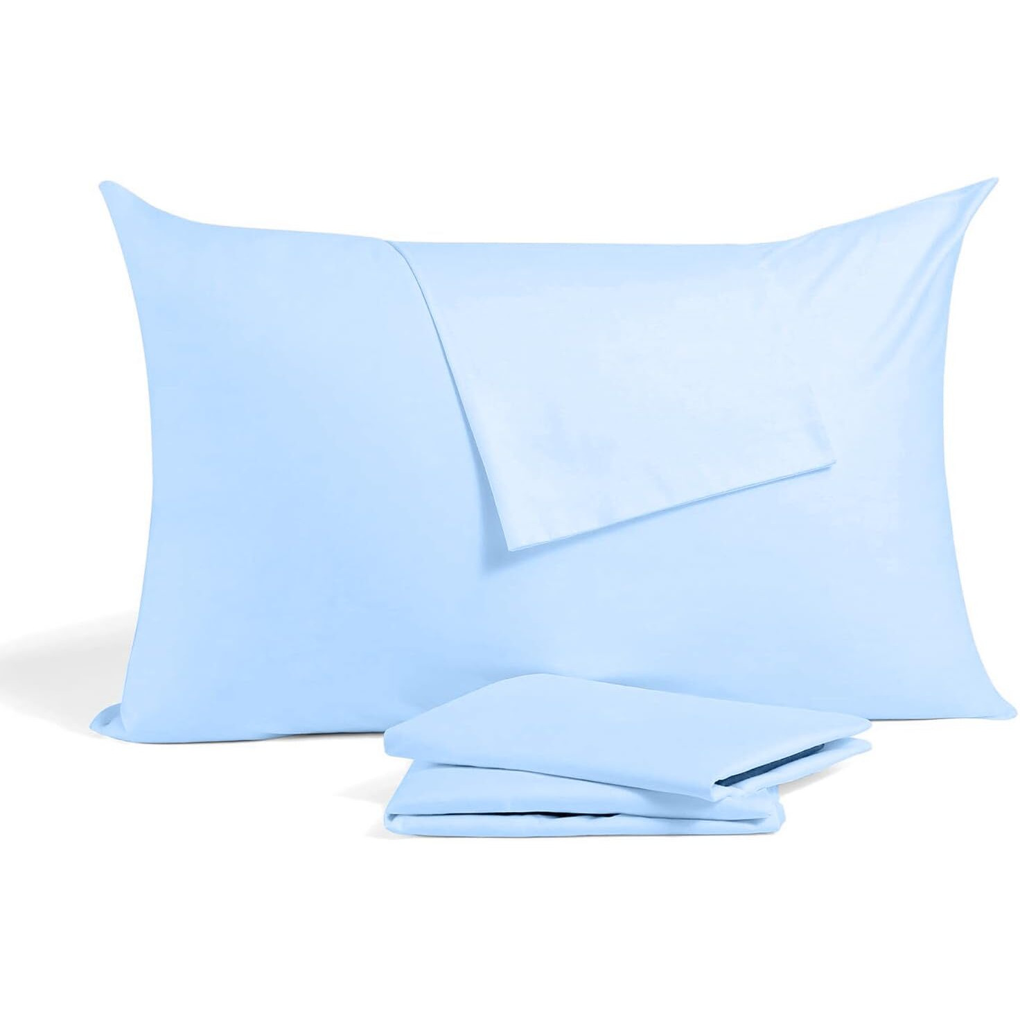 Toddler Travel Mini Pillowcase 14 X 20 Zipper Set Of 2 Small Pillow Cases For Travel Pillows 500 Thread Count 100% Soft Egyptian Cotton Travel Pillow Cover 14X20 Inch, Light Blue