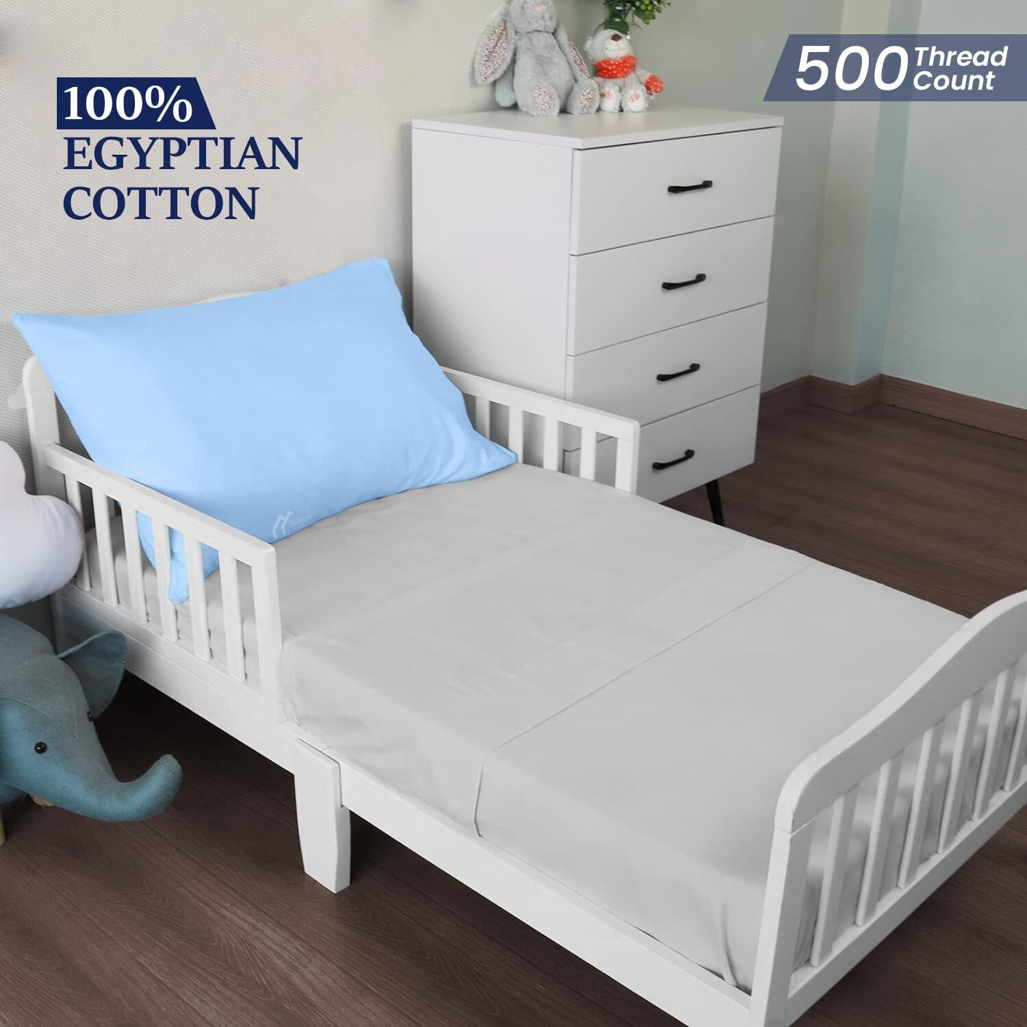 Toddler Travel Mini Pillowcase 14 X 20 Zipper Set Of 2 Small Pillow Cases For Travel Pillows 500 Thread Count 100% Soft Egyptian Cotton Travel Pillow Cover 14X20 Inch, Light Blue