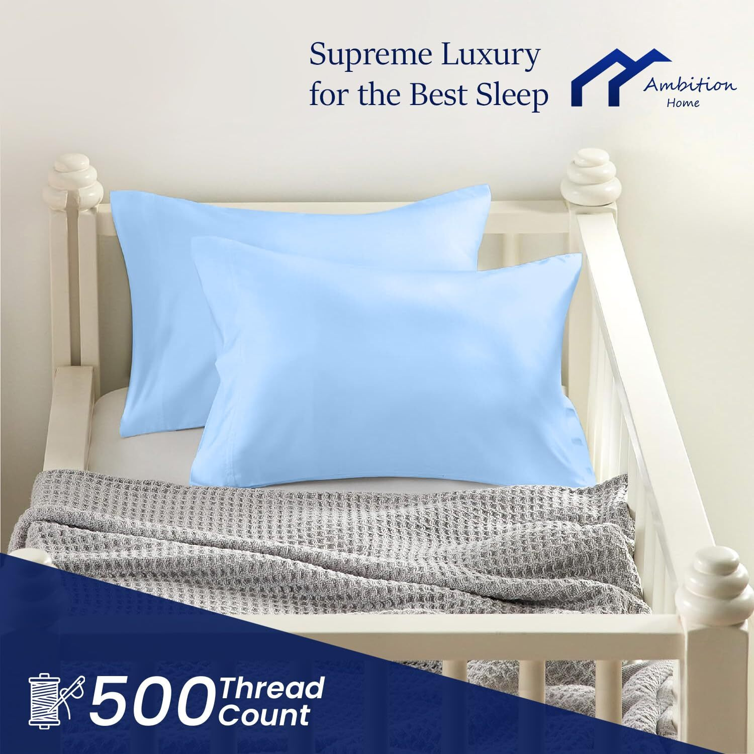 Toddler Travel Mini Pillowcase 14 X 20 Zipper Set Of 2 Small Pillow Cases For Travel Pillows 500 Thread Count 100% Soft Egyptian Cotton Travel Pillow Cover 14X20 Inch, Light Blue