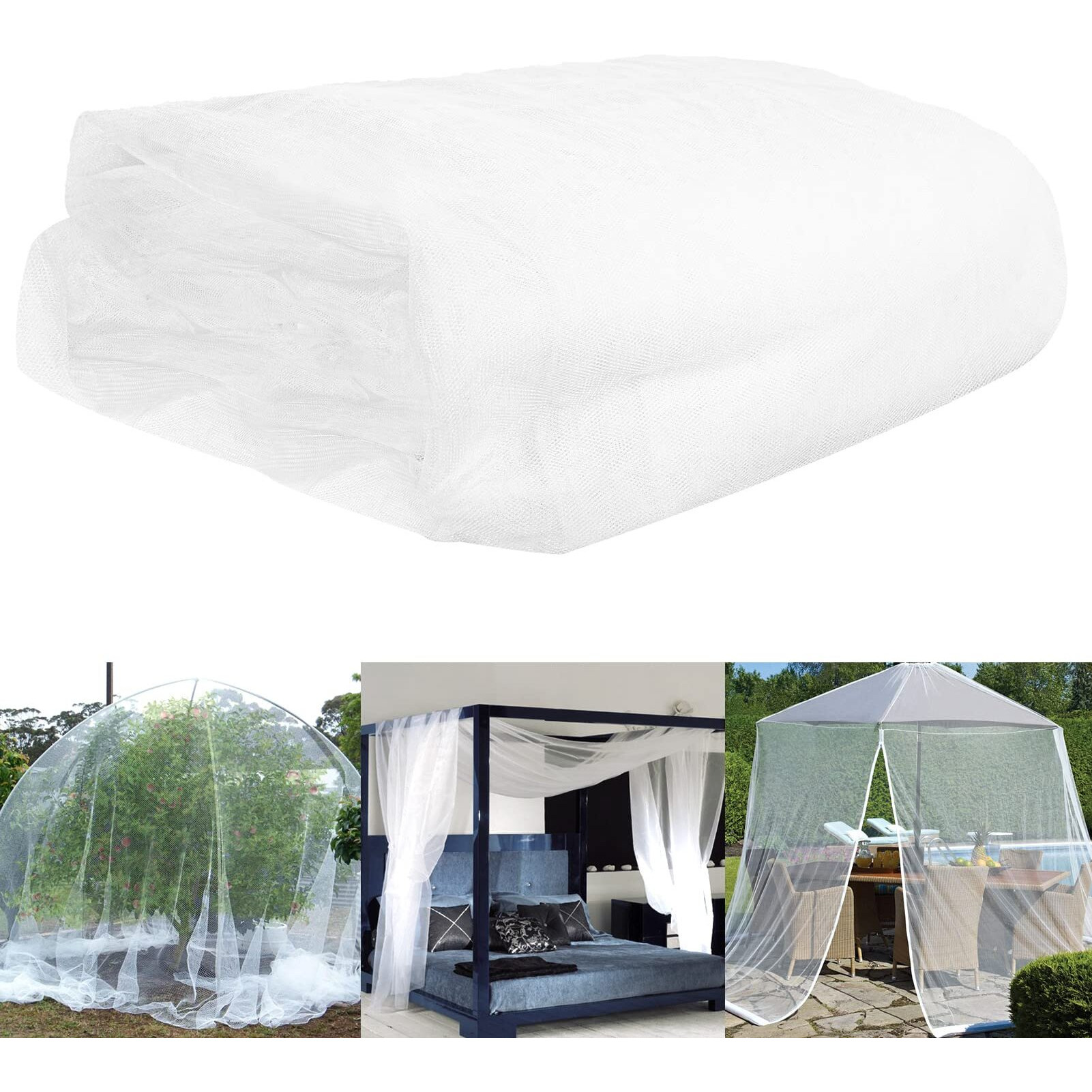 Mosquito Netting 39X10Ft Garden Mesh Netting, Bug Insect Mosquito Fly Bird Net, Animals Barrier Protection Net, White 3X12 M