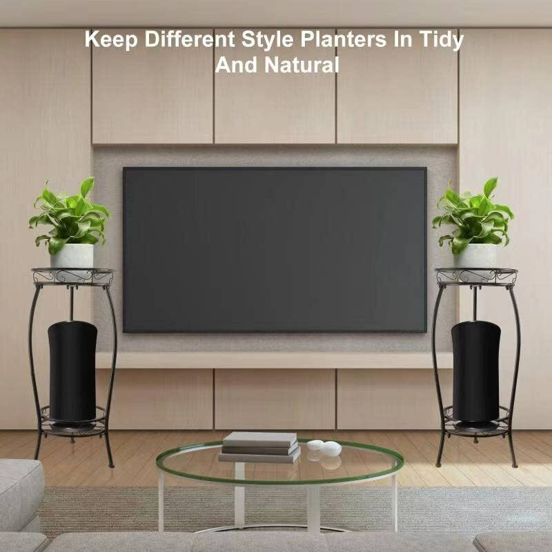 Tall Plant Stands Indoor Outdoor, 2Tier Metal Plant Stand Potted Flower Pot Stand For Multiple Planter,Heavy Duty Iron Planter Shelves Rack Anti-Rust For Planter Garden 27"" (Black)