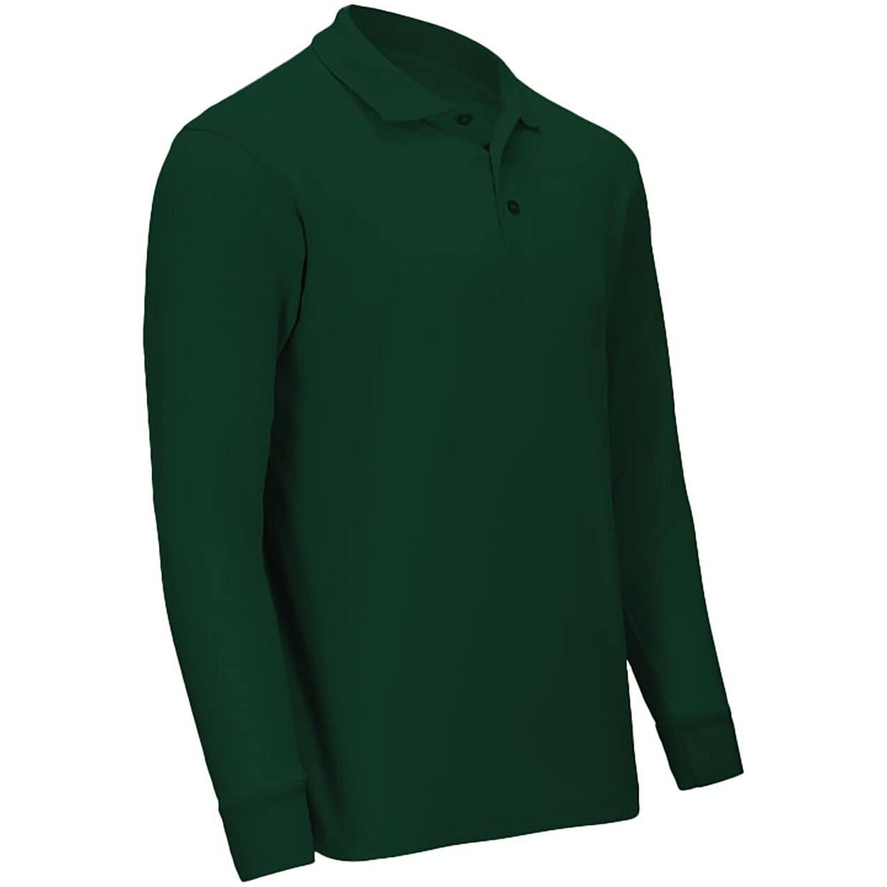 Premium Wear Men's Long Sleeve Polo Shirts - Stain Guard Polo Shirts For Men - Hunter Green - Medium