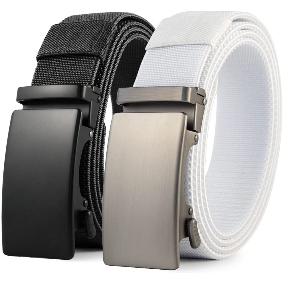 Doopai Belt Men, Elastic Golf Belts For Men, 2 Pack Nylon Ratchet Belt Mens Belts Casual, Adjustable Trim To Fit