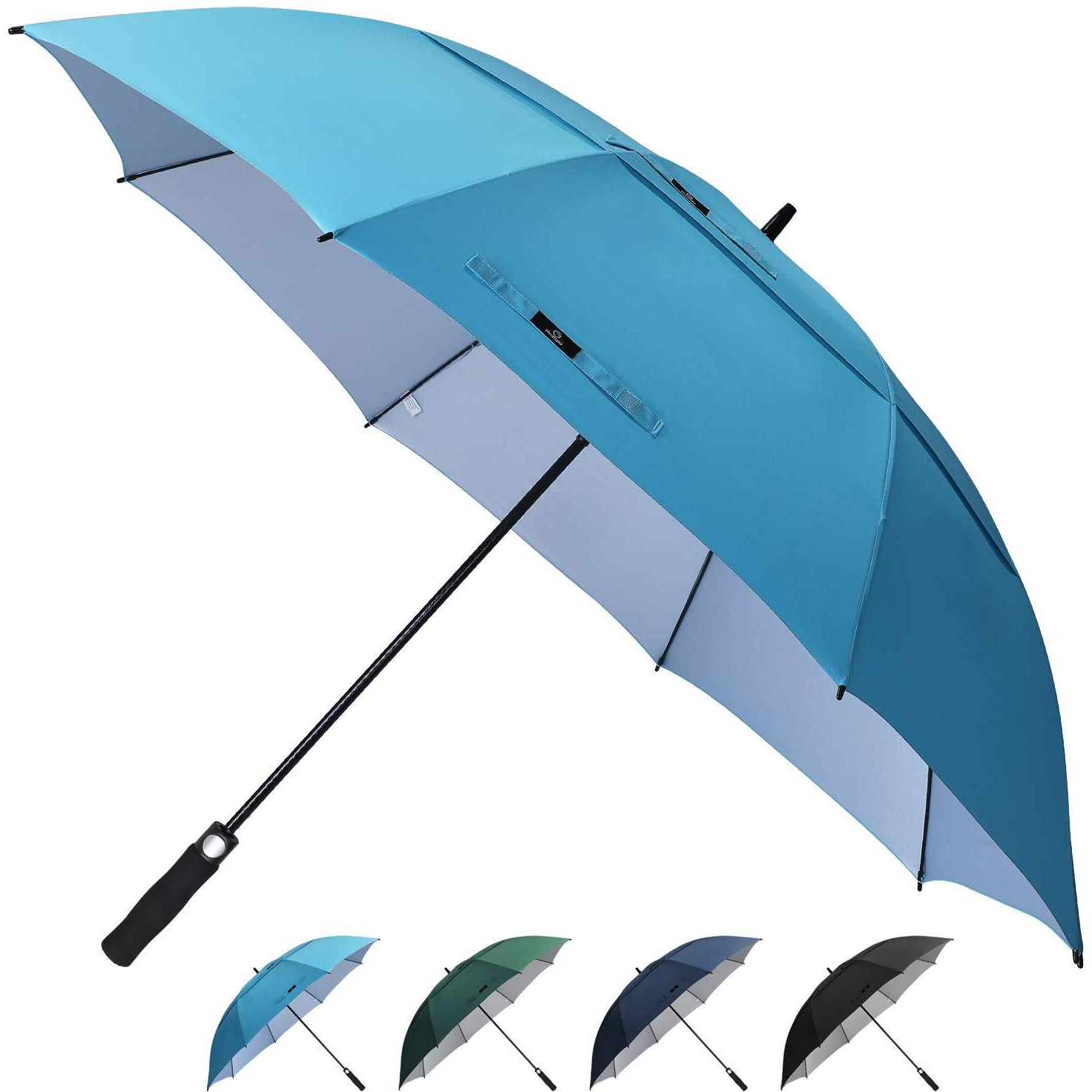 Prospo 68 Inch Extra Large Golf Umbrella, Double Canopy Automatic Open Sun Rain Stick Umbrellas, Windproof Waterproof Oversized Umbrellas With Uv Protection For Men, Women And Family (Sky Blue Xl)