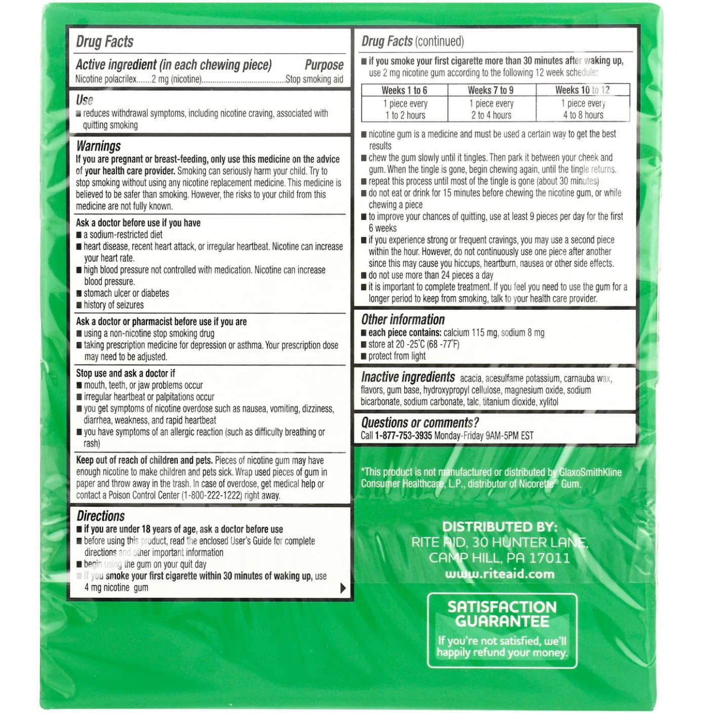 Rite Aid Nicotine Gum, Cool Mint Flavor, 2 Mg - 100 Count | Quit Smoking Aid | Nicotine Replacement Gum | Stop Smoking Aids That Work | Chewing Gum To Help You Quit Smoking | Coated Nicotine Gum