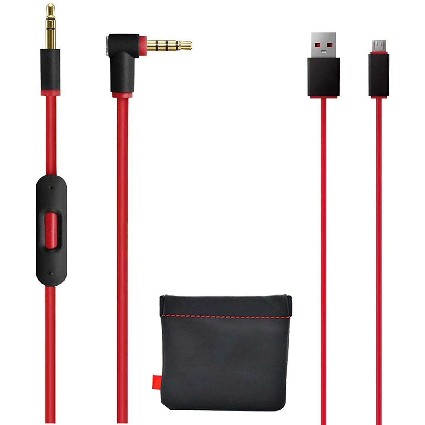 Original Replacement Aux Audio Cable Cord For Beats By Dre Headphones Solostudioprodetoxwireless With Mic Red(Discontinued By Manufacturer)Replacement Charger Cable For Beats By Dr Dre And Pill