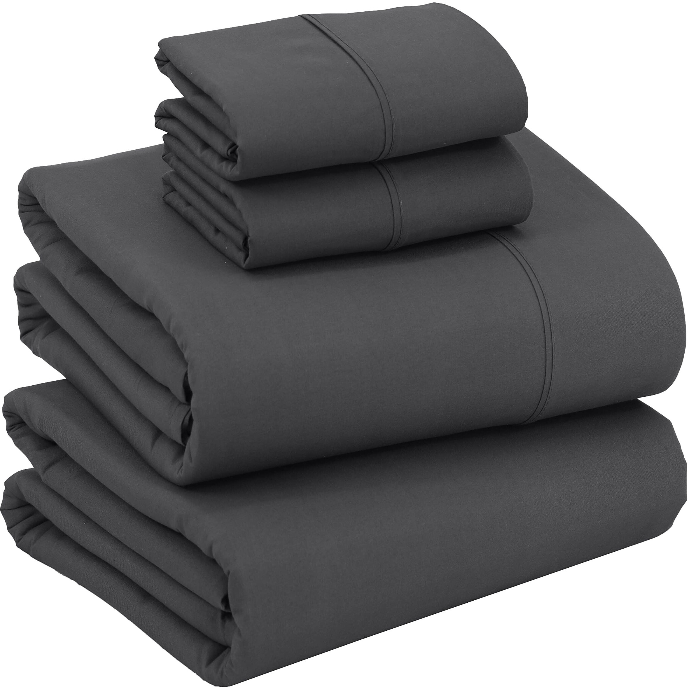 Ruvanti Silky Soft King Size Sheets - 4 Pieces Luxury Sheets - All Season Breathable King Size Sheets Set - 15"" Deep Pocket Snug Fit King Sheets - Cozy & Comfy Hotel Bed Sheets - Dark Grey