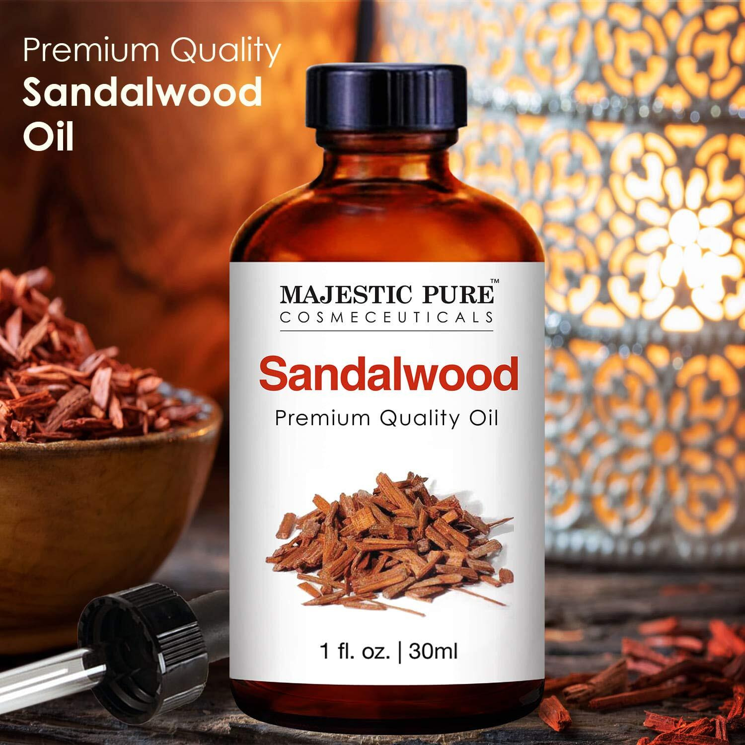 Majestic Pure Sandalwood Oil - Premium Quality Fragrance Oil - 1 Fl Oz