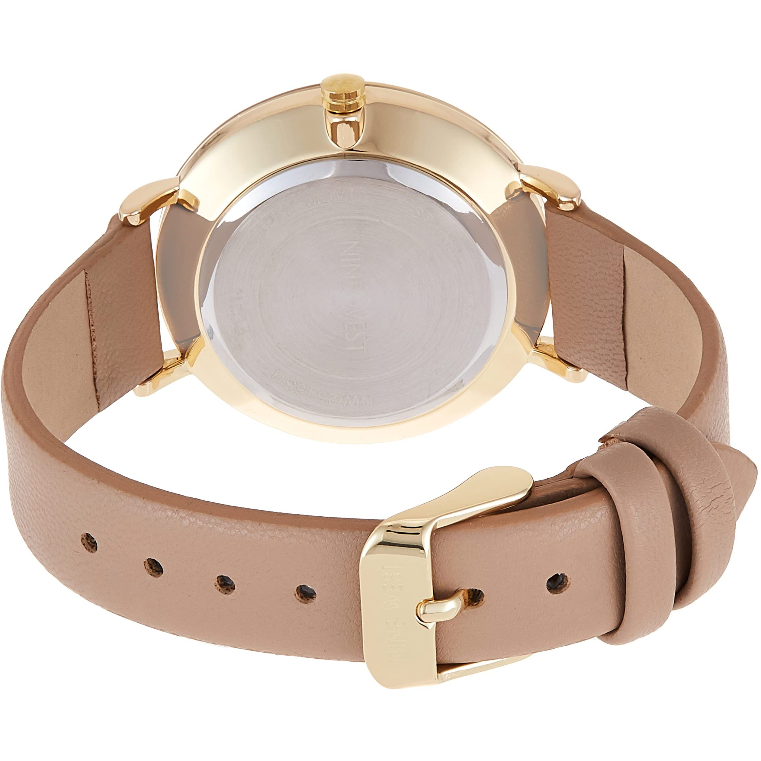 Nine West Women's Gold-Tone And Tan Strap Watch, Nw/2346Gptn
