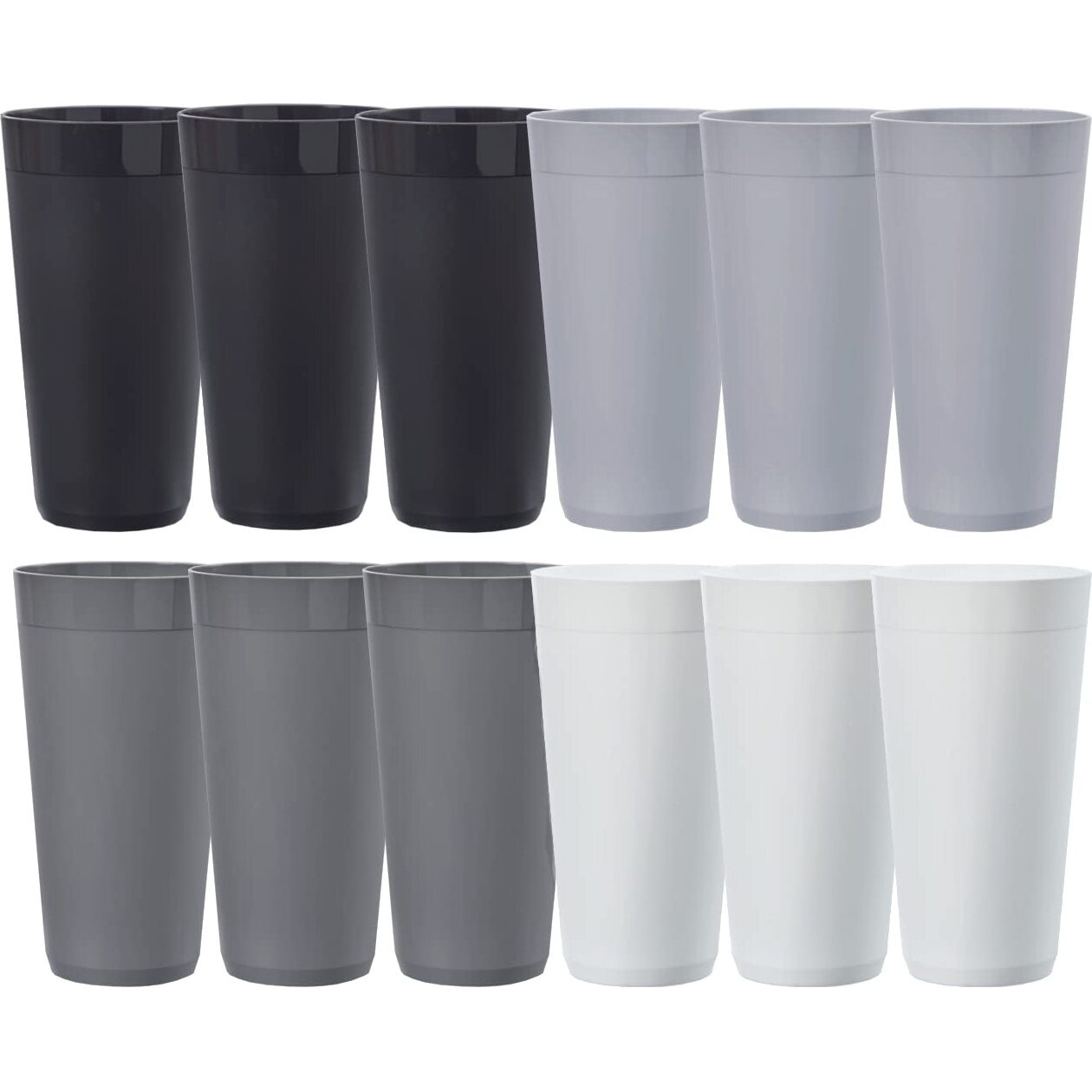 Us Acrylic Newport 32 Ounce Unbreakable Plastic Stackable Iced-Tea Tumblers In Grey Stone | Set Of 12 Drinking Cups | Reusable, Bpa-Free, Made In The Usa, Top-Rack Dishwasher And Microwave Safe