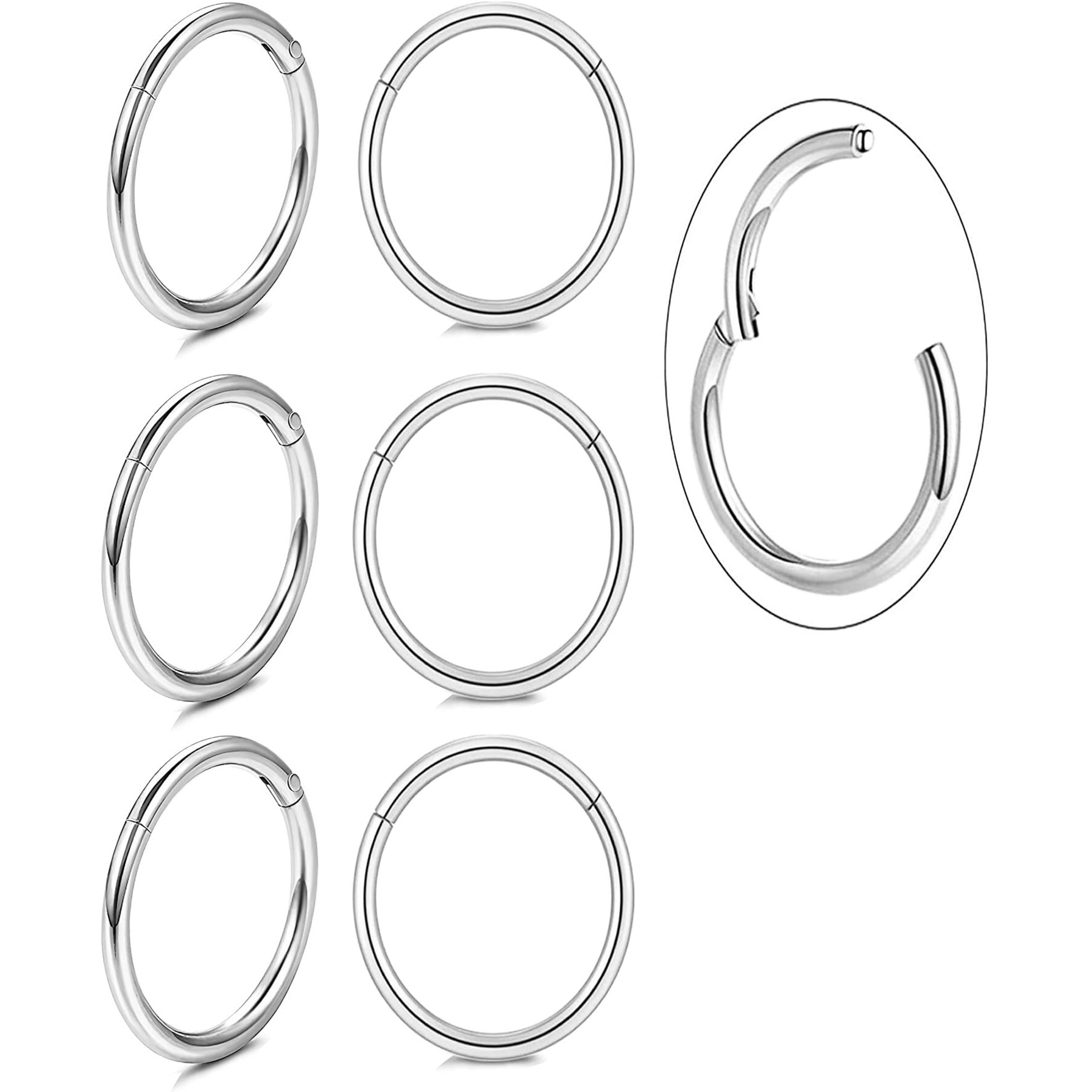Unisex Dainty Small 14K Gold Huggie Hoop Earrings, 16G Surgical Steel Tiny Endless Hinged Huggie Hoops In Gold Plated Or Silver For Earlobe And Cartilage (Silver 10Mm)