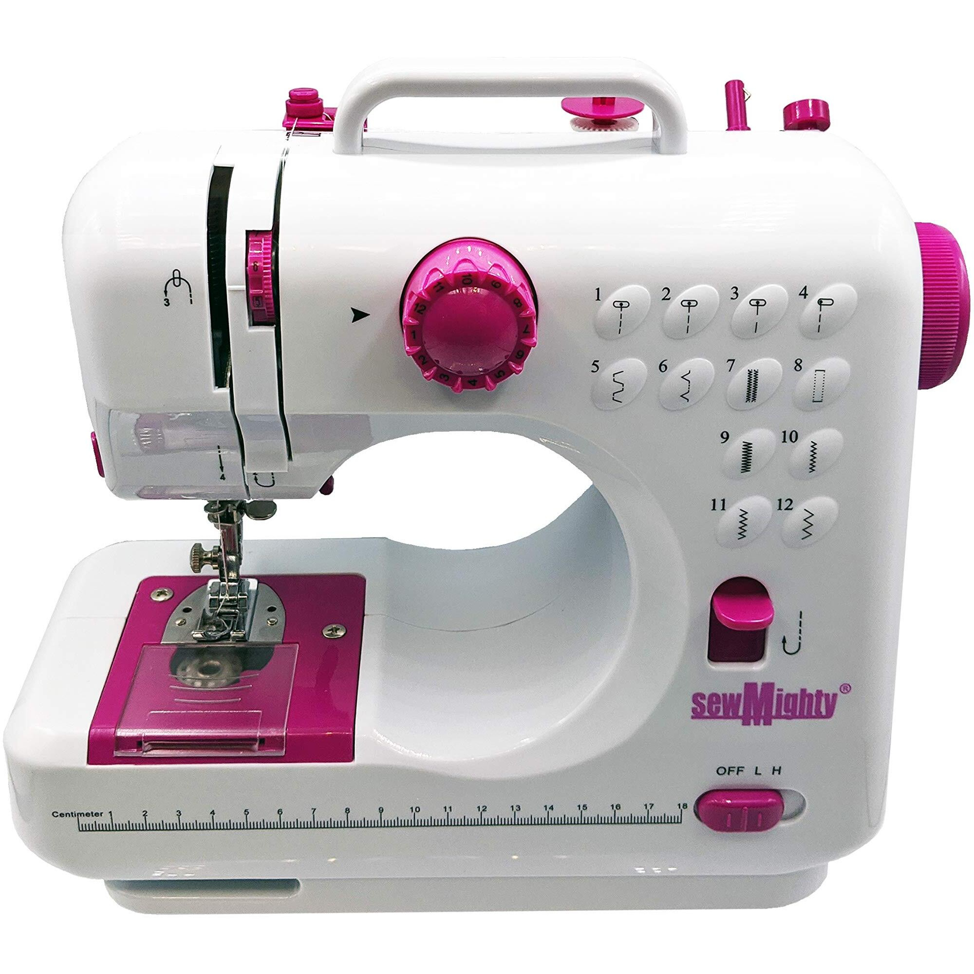 Sew Mighty Mini Sewing Machine - Portable, Battery & Ac Powered, 12 Programmed Stitch Patterns, Dual Speed - Sews Forward & Reverse, Ac Power Or Battery Operated - Includes Foot Pedal