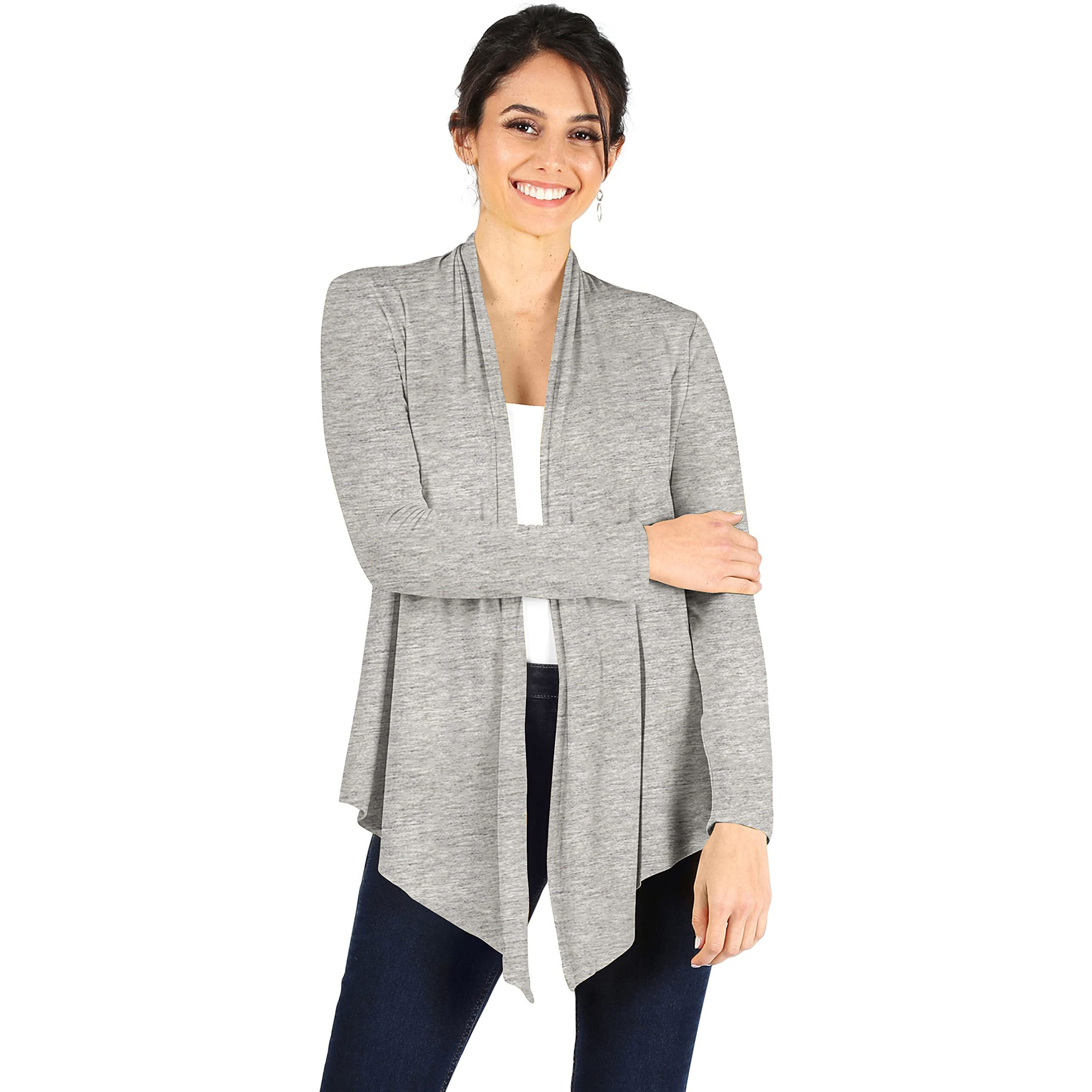 Simlu Heather Grey Cardigans For Women, Heather Grey Cardigan Plus Size And Reg, Heather Grey Lightweight Sweater Cardigan, 3X-Large
