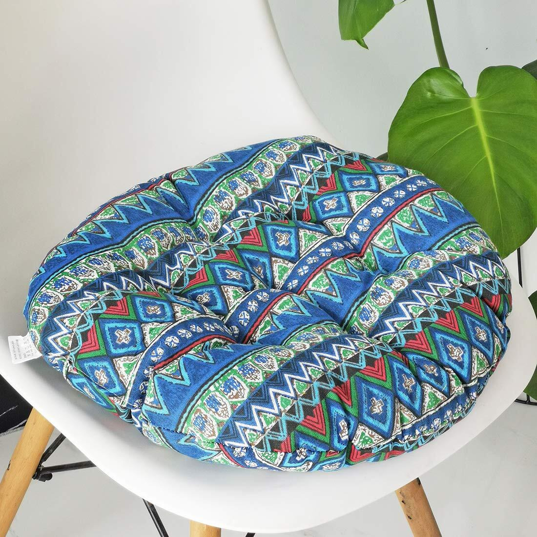 Vctops Bohemian Soft Round Chair Pad Garden Patio Home Kitchen Office Seat Cushion Blue Diameter 20""