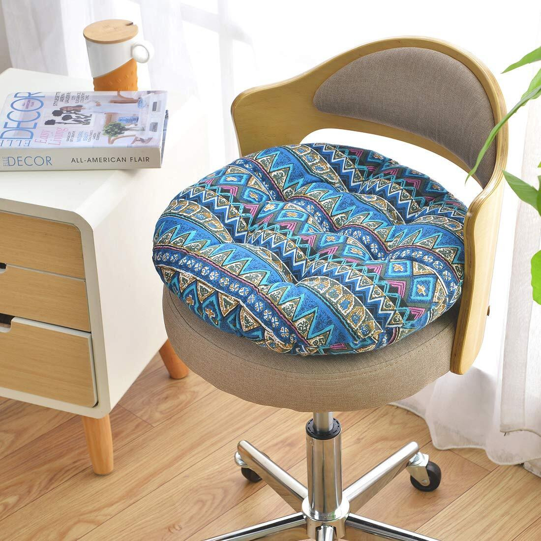 Vctops Bohemian Soft Round Chair Pad Garden Patio Home Kitchen Office Seat Cushion Blue Diameter 20""