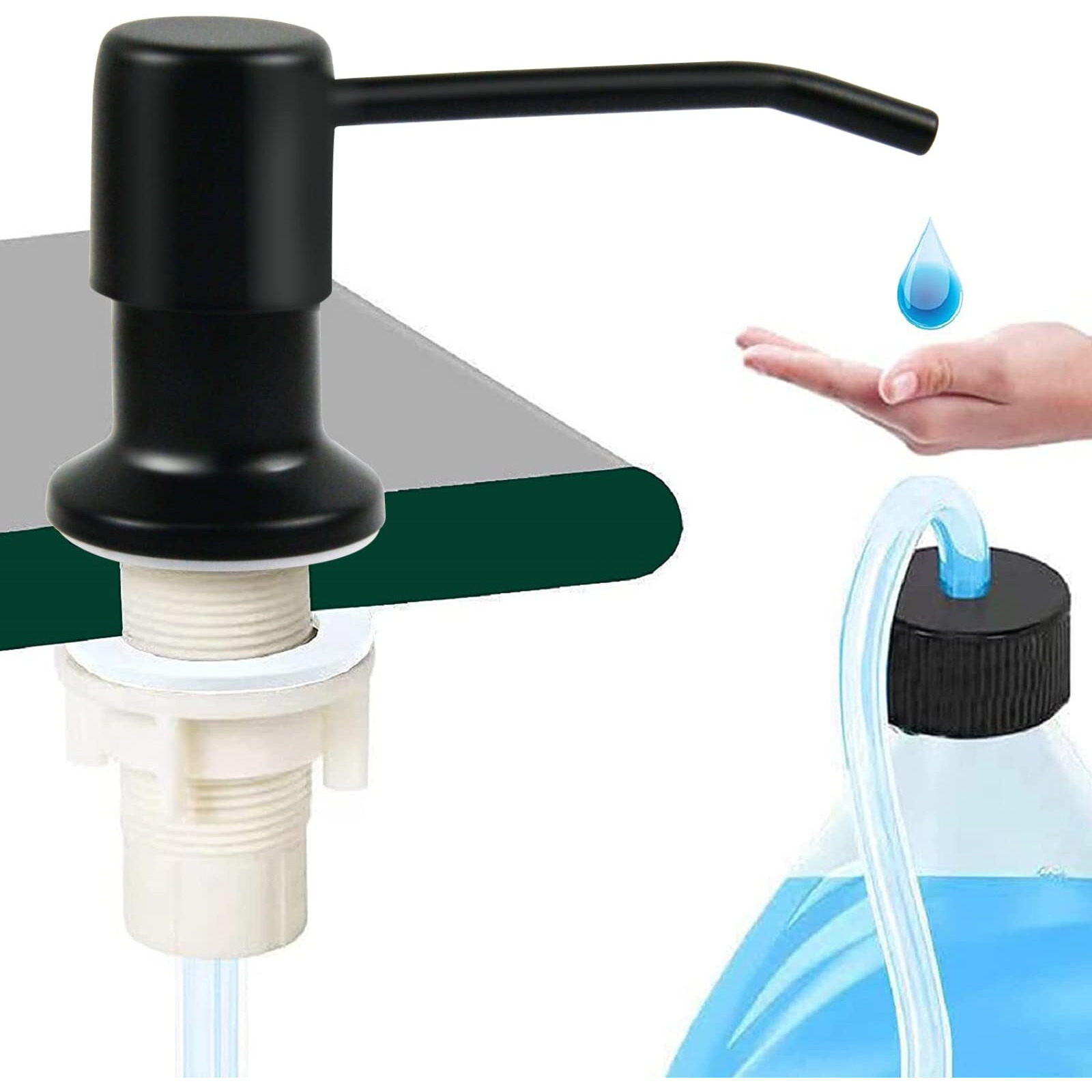 Soap Dispenser For Kitchen Sink, Stainless Steel, (Matte Black) Countertop Dish Soap Dispenser Pump With Extension Tube Kit