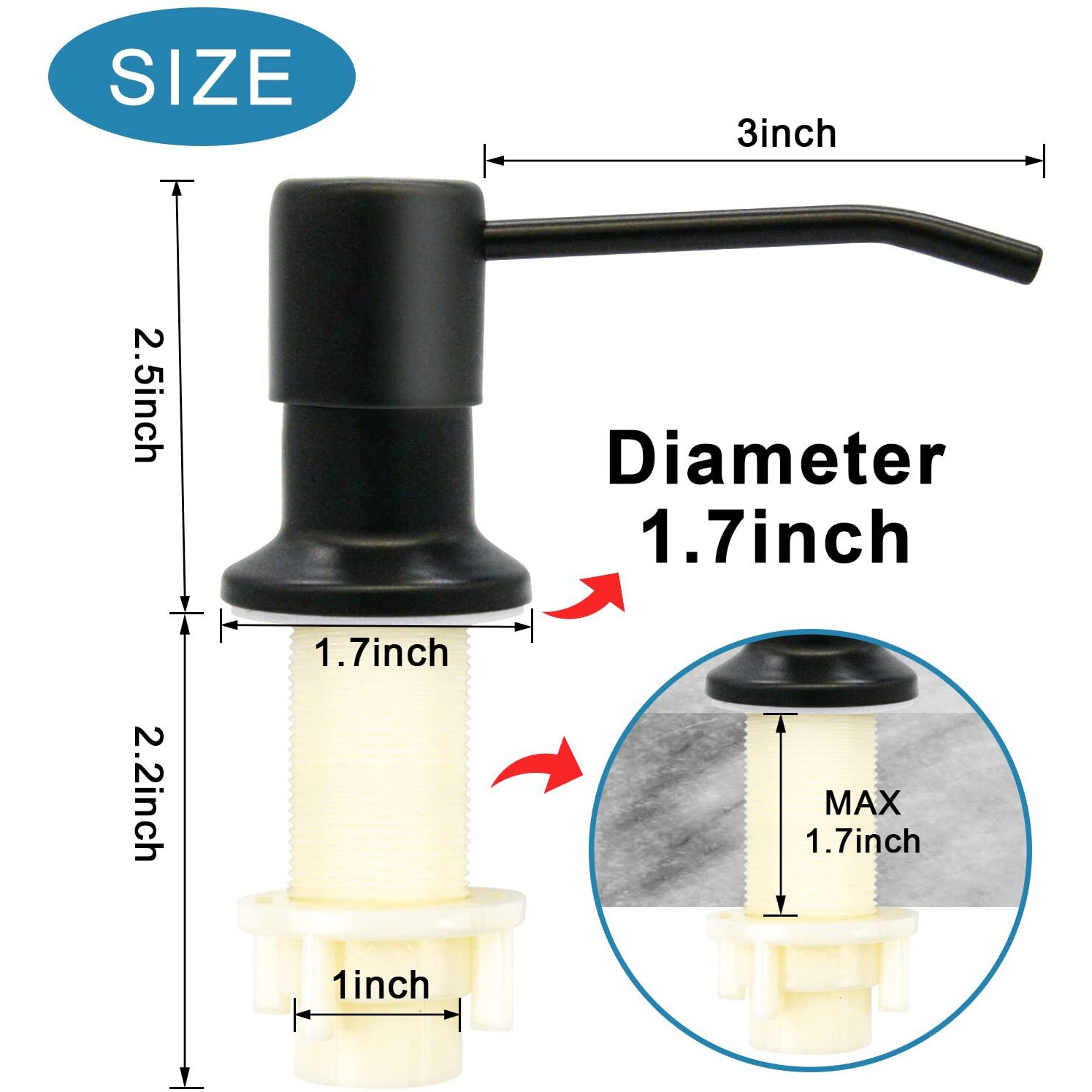 Soap Dispenser For Kitchen Sink, Stainless Steel, (Matte Black) Countertop Dish Soap Dispenser Pump With Extension Tube Kit