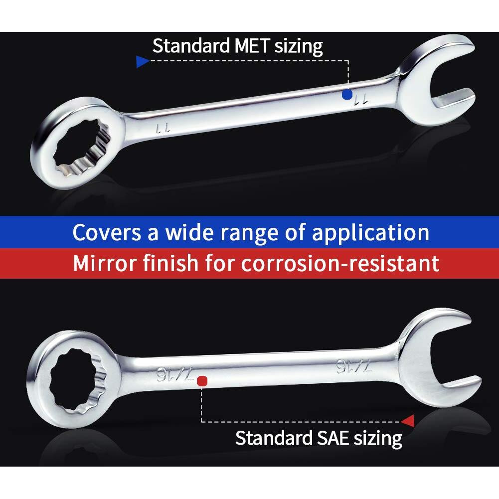 Speedwox Mini Handle Wrench Set Metric Sae Ignition Wrench Set Open End And Box End Mini Size Portable Standard Combination Wrench Spanner Necessary Repair Tools For Assembling Furniture