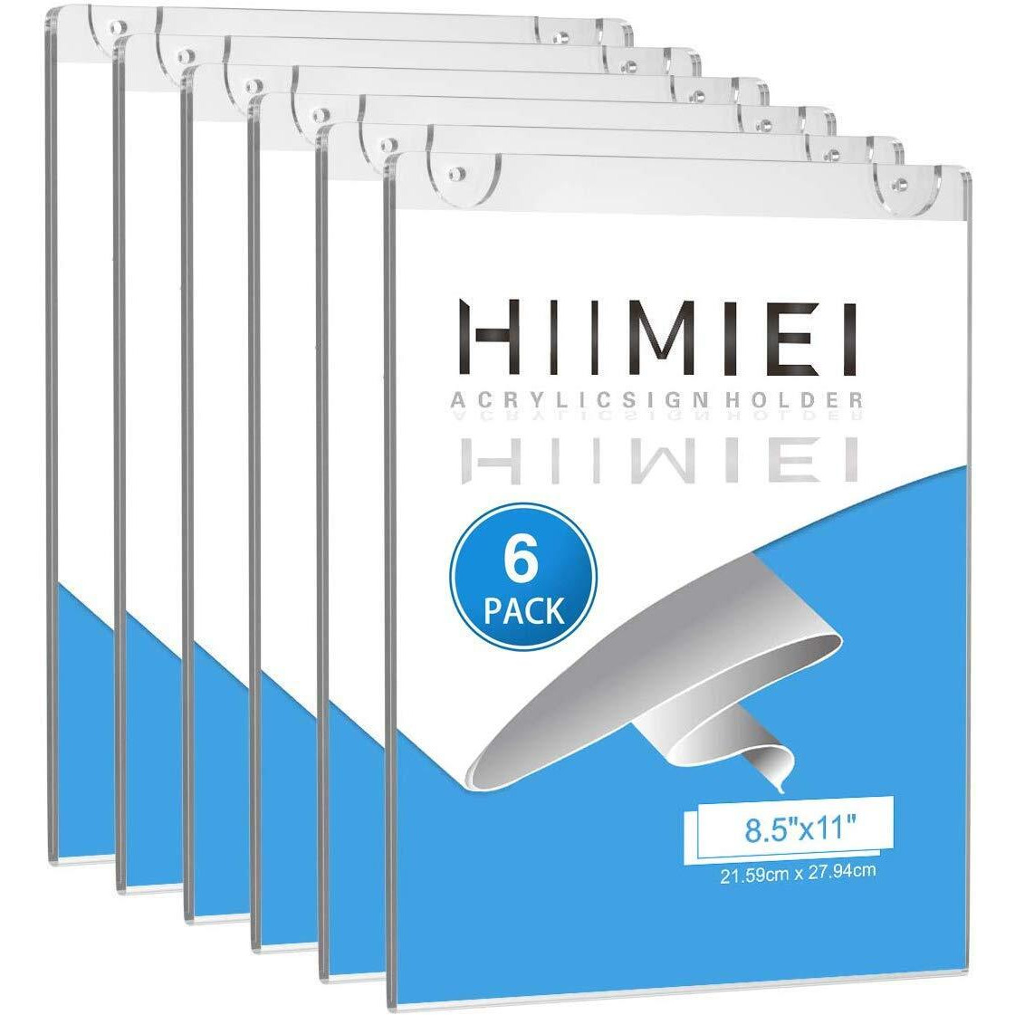 Hiimiei Wall Mount Acrylic Sign Holder 85 X 11, Clear Plexi Door Sign Holder Document Holder Plastic Picture Frames With All Mounting Accessories(6 Pack)