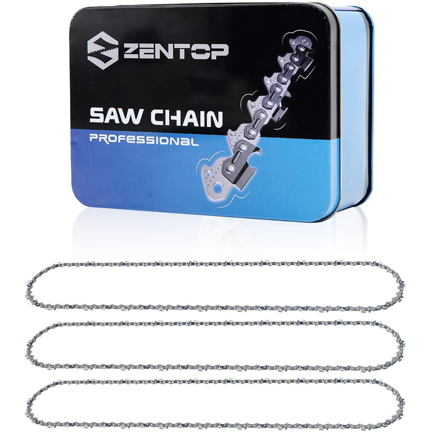 Zentop 16-Inch 3 Pack Chainsaw Chain - 3/8"" Lp Pitch .050"" Gauge 56 Drive Links Wood Cutting Saw Chain For Chainsaw Parts (16-Inch 56Dl)