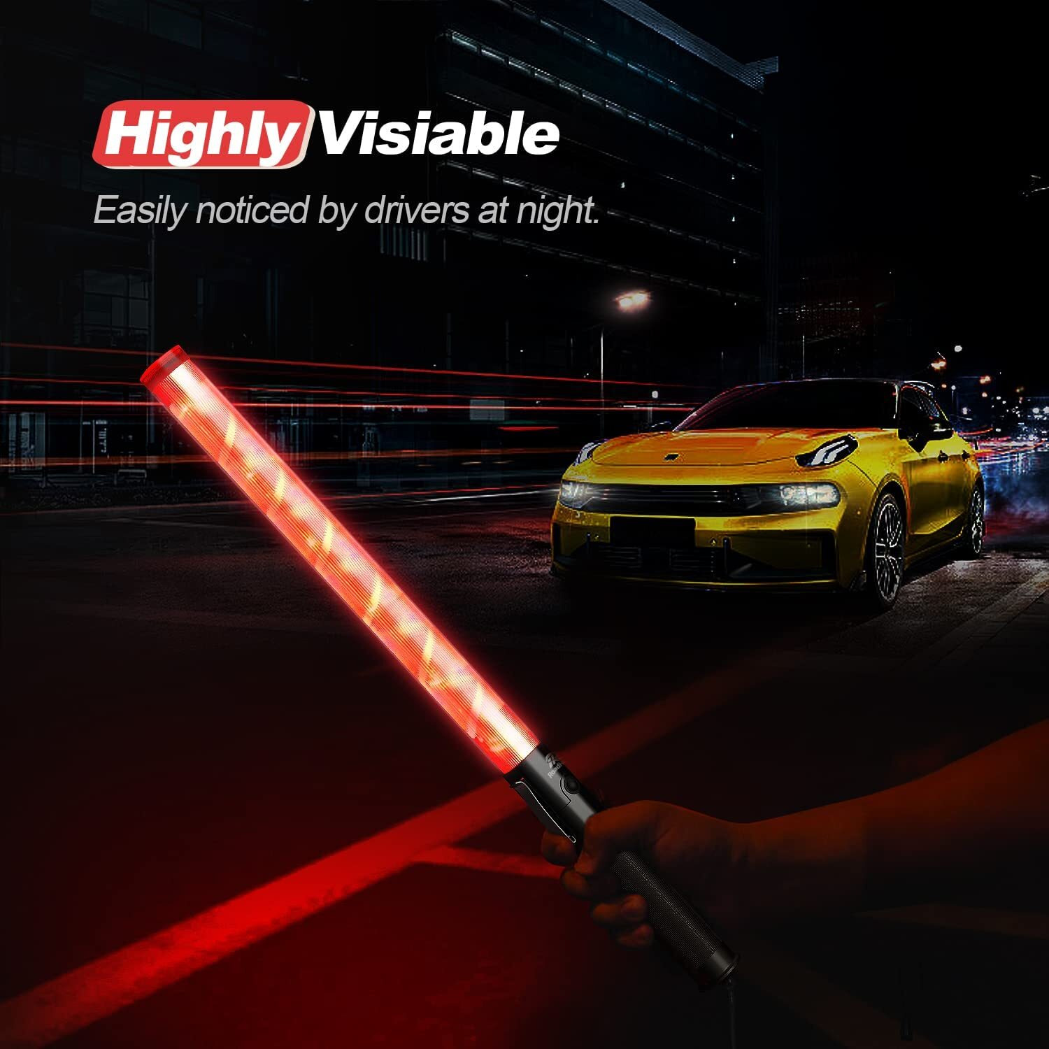 Roadhero 4 Pack Traffic Batons, 21 Inch Led Traffic Control Batons, Safety Light Wands With 2 Flashing Modes, Air Marshaling Signal Wand With Side Clip For Airport, Parking, Car Directing
