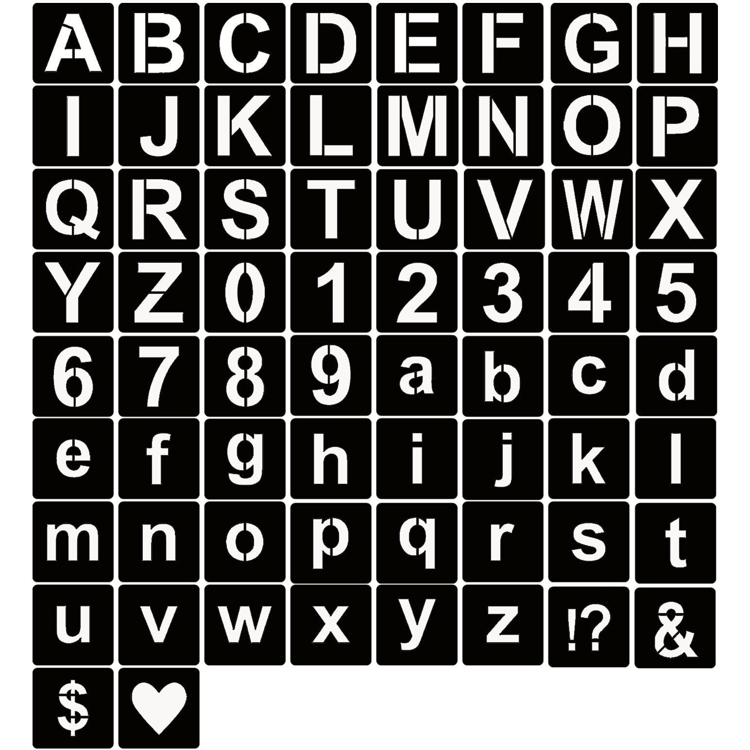 Yeajon 5 Inch Letter Stencils Symbol Numbers Craft Stencils, 66 Pcs Reusable Plastic Alphabet Templates For Painting On Wood, Wall, Fabric, Rock, Glass, Chalkboard, Signage, Diy Art Projects