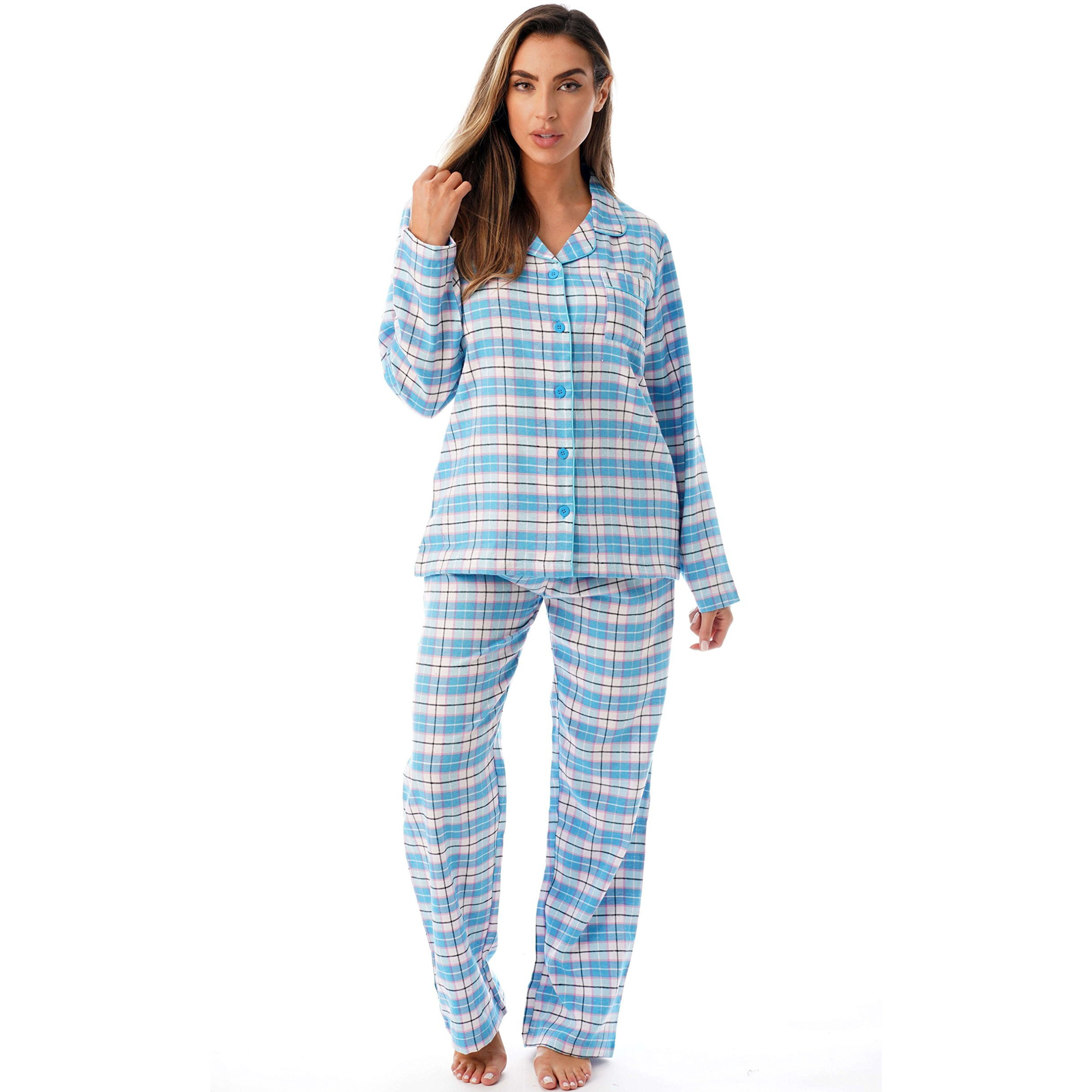 Just Love Long Sleeve Flannel Pajama Sets For Women 6760-10359-Blu-3X Blue
