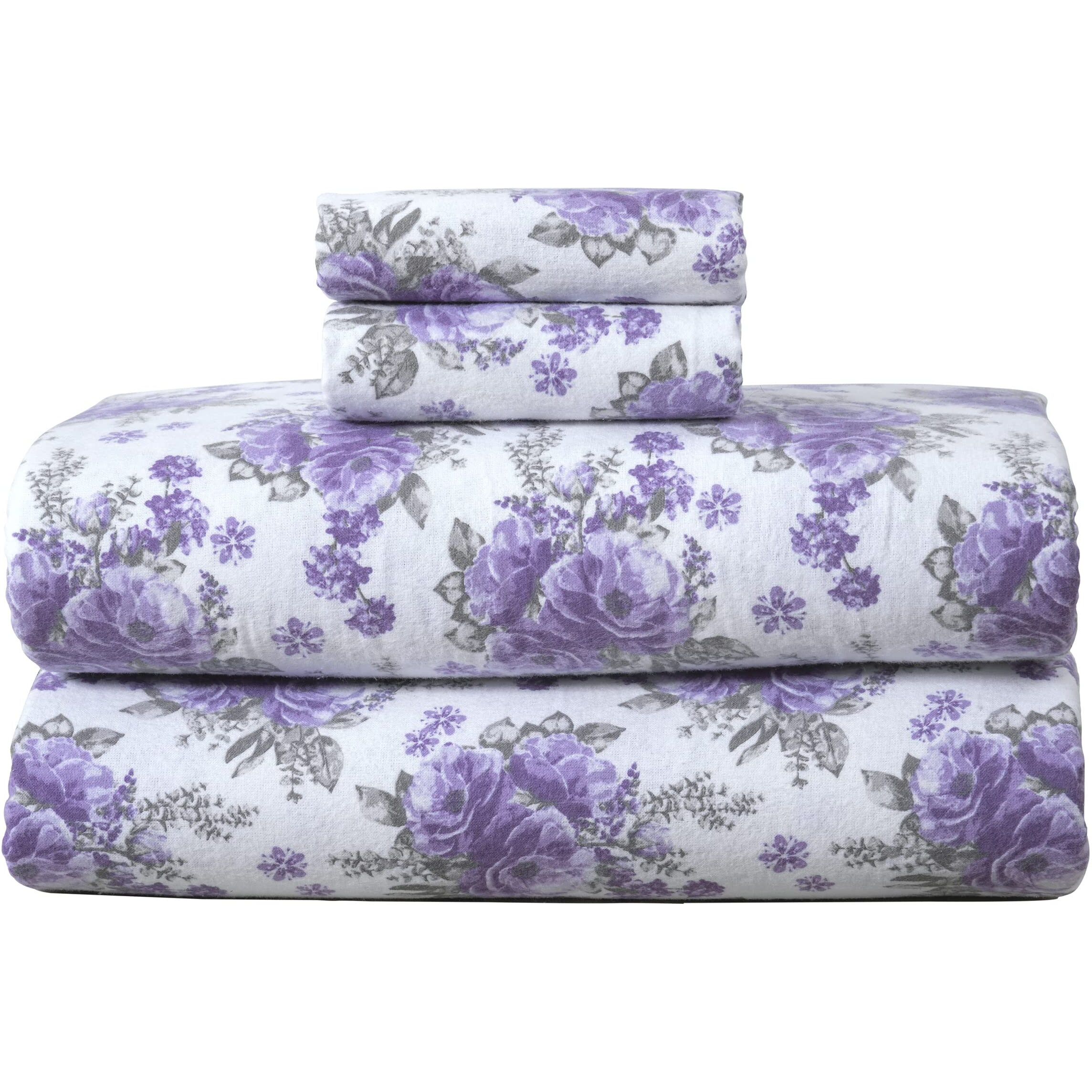 Bliss Casa 3 Piece 100% Cotton Flannel Sheet Set Twin - High Gsm Deep Pockets, Warm Breathable Flannel Sheet Set. Flannel Bed Set Includes 1 Flat Sheet, 1 Fitted Sheet & 2 Pillowcases (Sabrina)