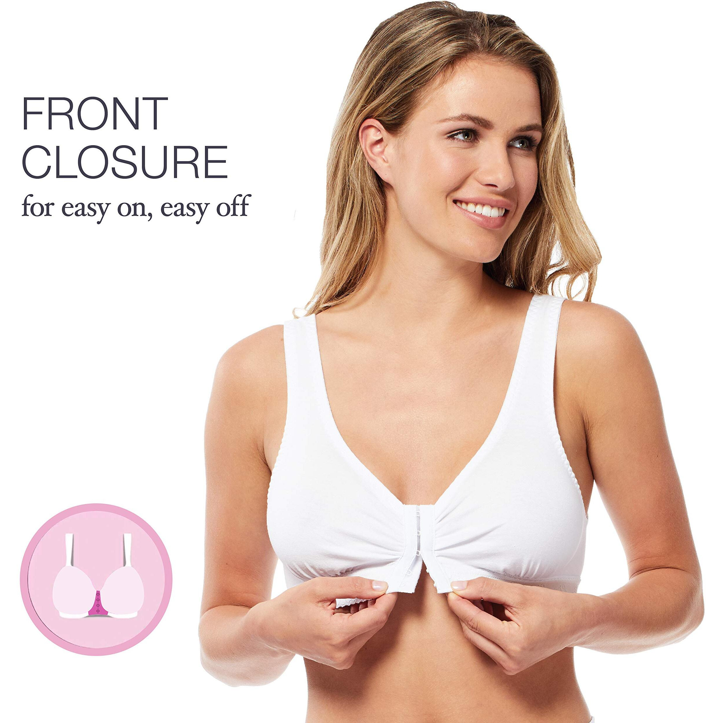 Carole Martin Full-Freedom Front Closure Wireless Cotton Bra-44 White
