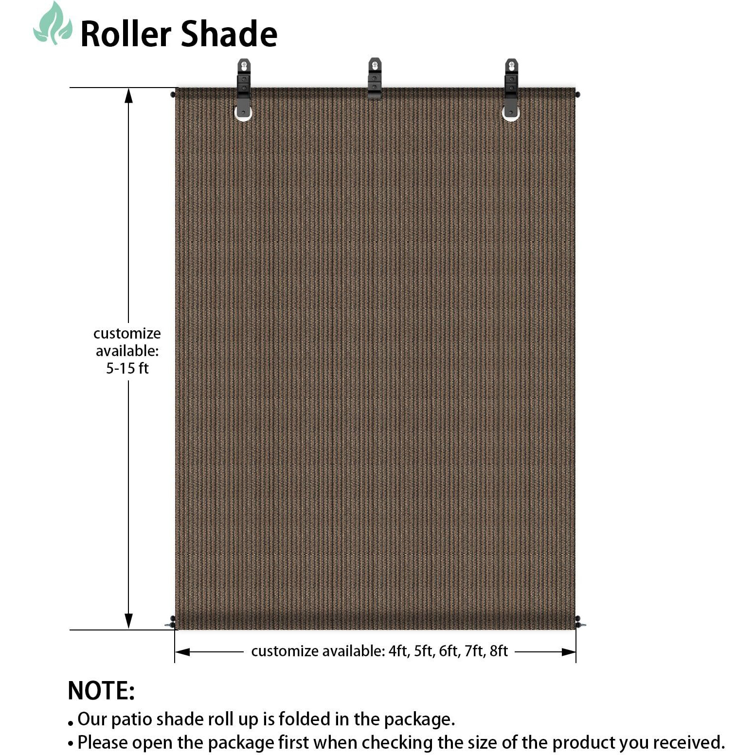 Sunnyroyal Patio Shades Roll Up Outdoor Exterior Roller Shades Roll Up Blinds For Patio Yard Deck Porch Balcony Backyard 6 ' W X 6.5 ' L Brown