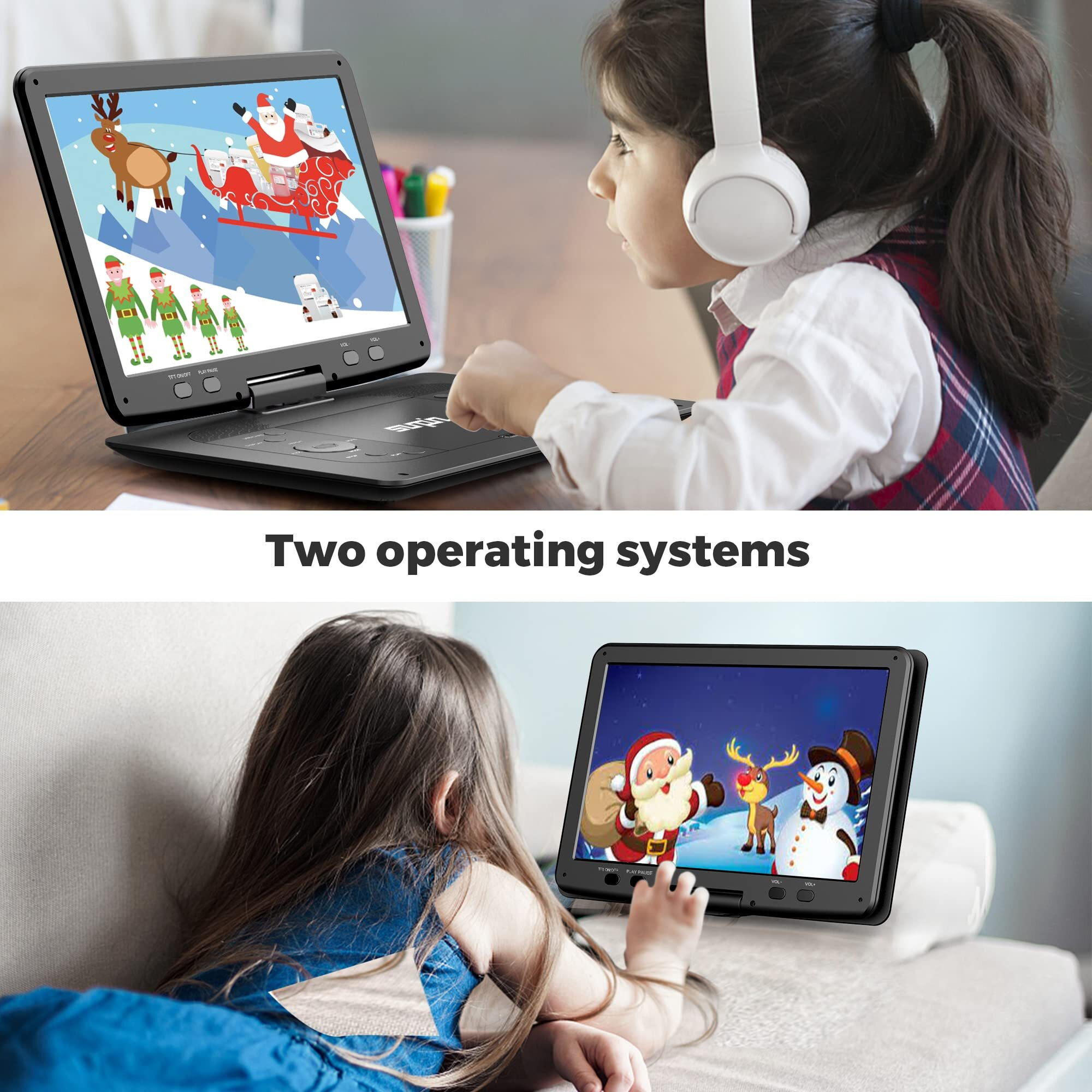 16.9 ' 'Portable Dvd Player With 14.1 ' 'Hd Large Screen, 5 Hours Rechargeable Battery, Kids Dvd Players For Car Travel, Usb/Sd Card/Sync Tv And Multiple Disc Formats, Black