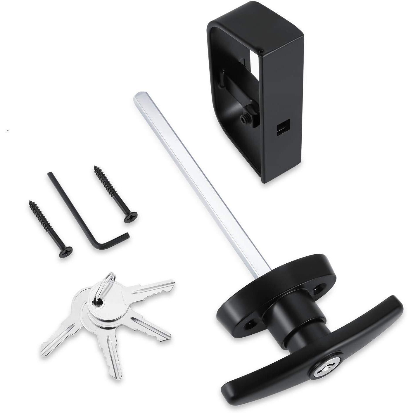 Qanvee Shed Door Latch T-Handle Lock Kit With 4 Keys,Storage Barn Shed Door Hardware Lock Set 4