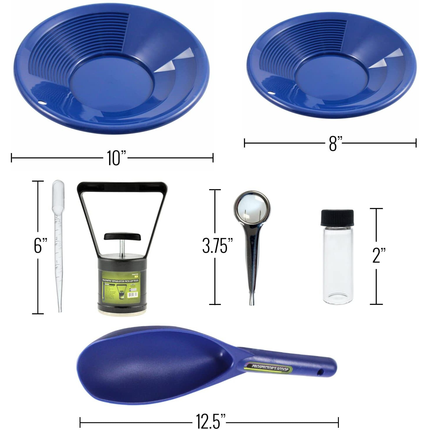 Asr Outdoor Gold Panning Kit Gold Rush Prospecting Tools Accessories 10Pc - Blue