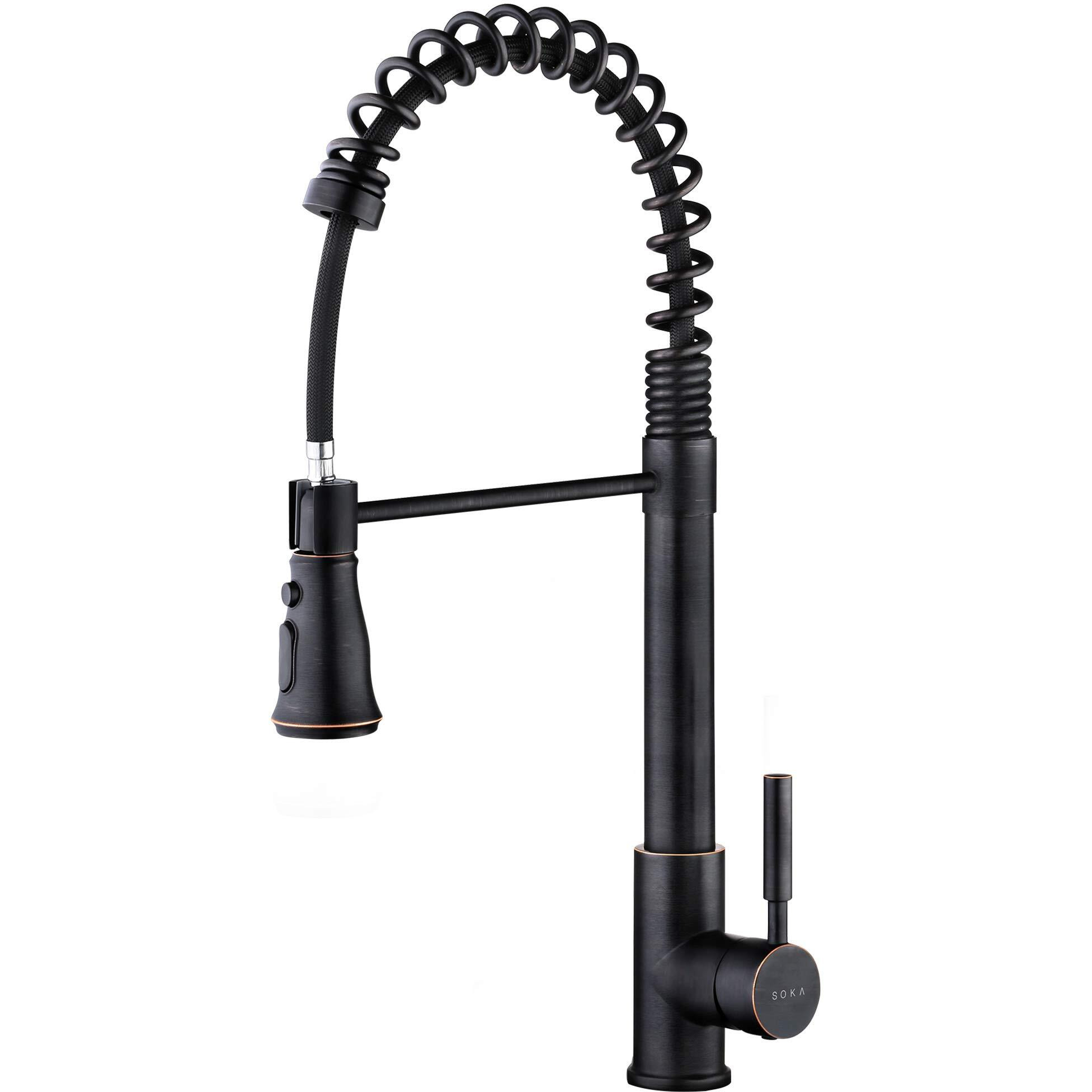 Soka Kitchen Faucet Oil Rubbed Bronze Commercial Kitchen Sink Faucet With Pull Down Sprayer Kitchen Faucet Bronze With Deck Plate Single Handle Modern Rv Kitchen Faucet Orb, 3 Function Laundry Faucet
