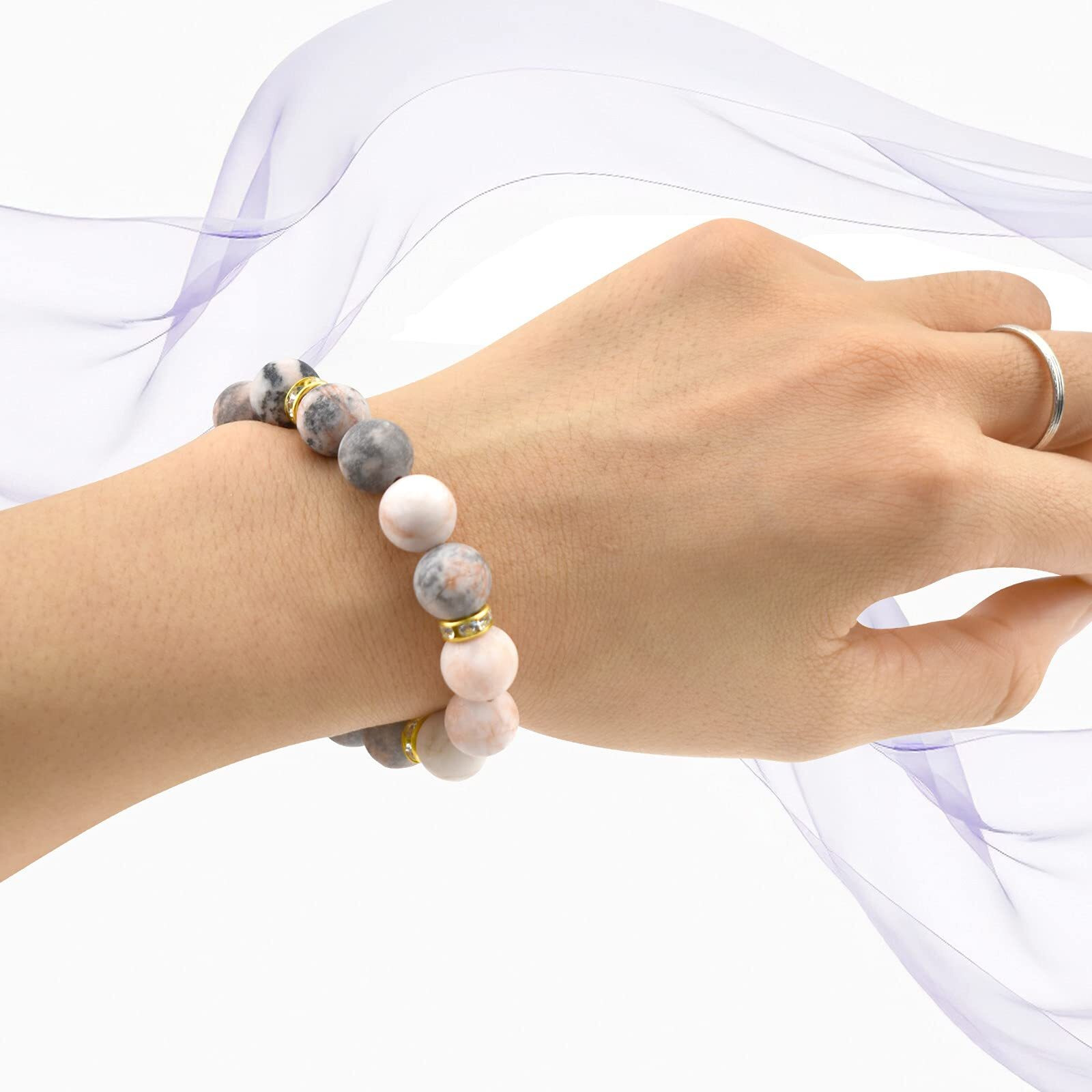 Liagza Healing Bracelet For Women Anxiety Crystal Bracelet Chakra Beaded Bracelets Rose Quartz Crystals And Healing Stones Bracelet Calming Stretch Bracelet Stress Relief Gifts For Women (Pink)