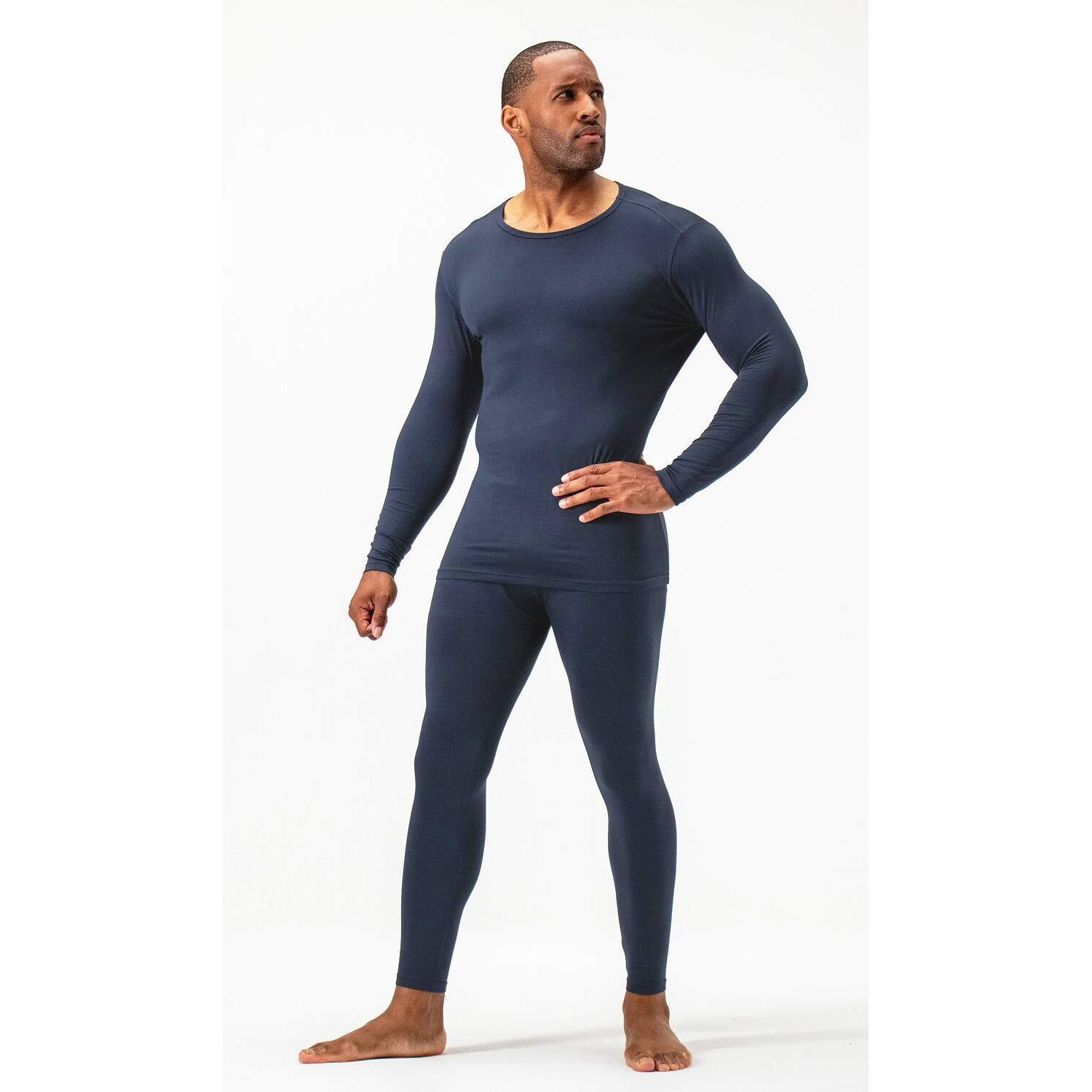Devops Men 's Thermal Underwear Long Johns Set With Fleece Lined (Large, Navy)