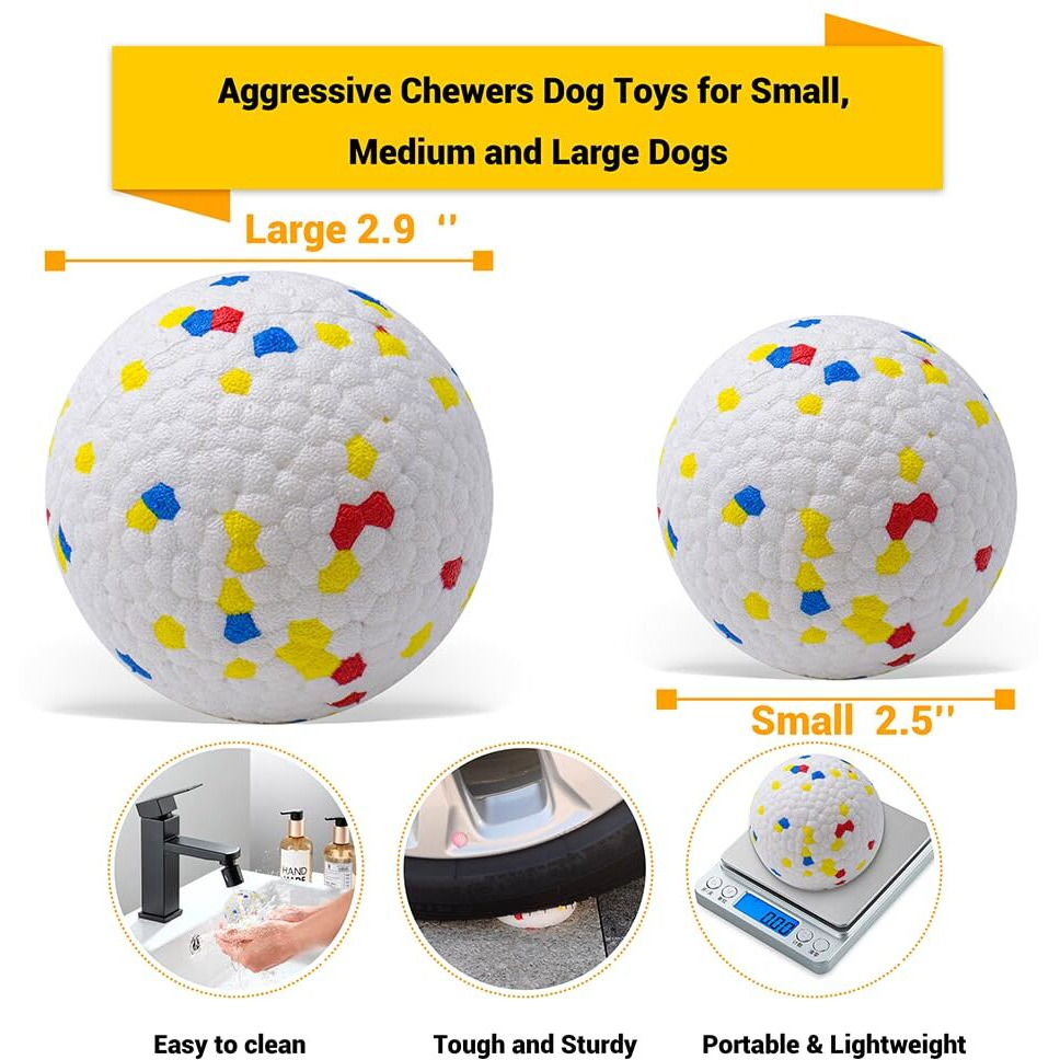 Lievuiken Dog Balls Toys For Aggressive Chewers, Indestructible Durable Bouncy Floating Balls For Dogs To Fetch, Durable Solid Rubber Ball For Training Dog(4 Pcs)